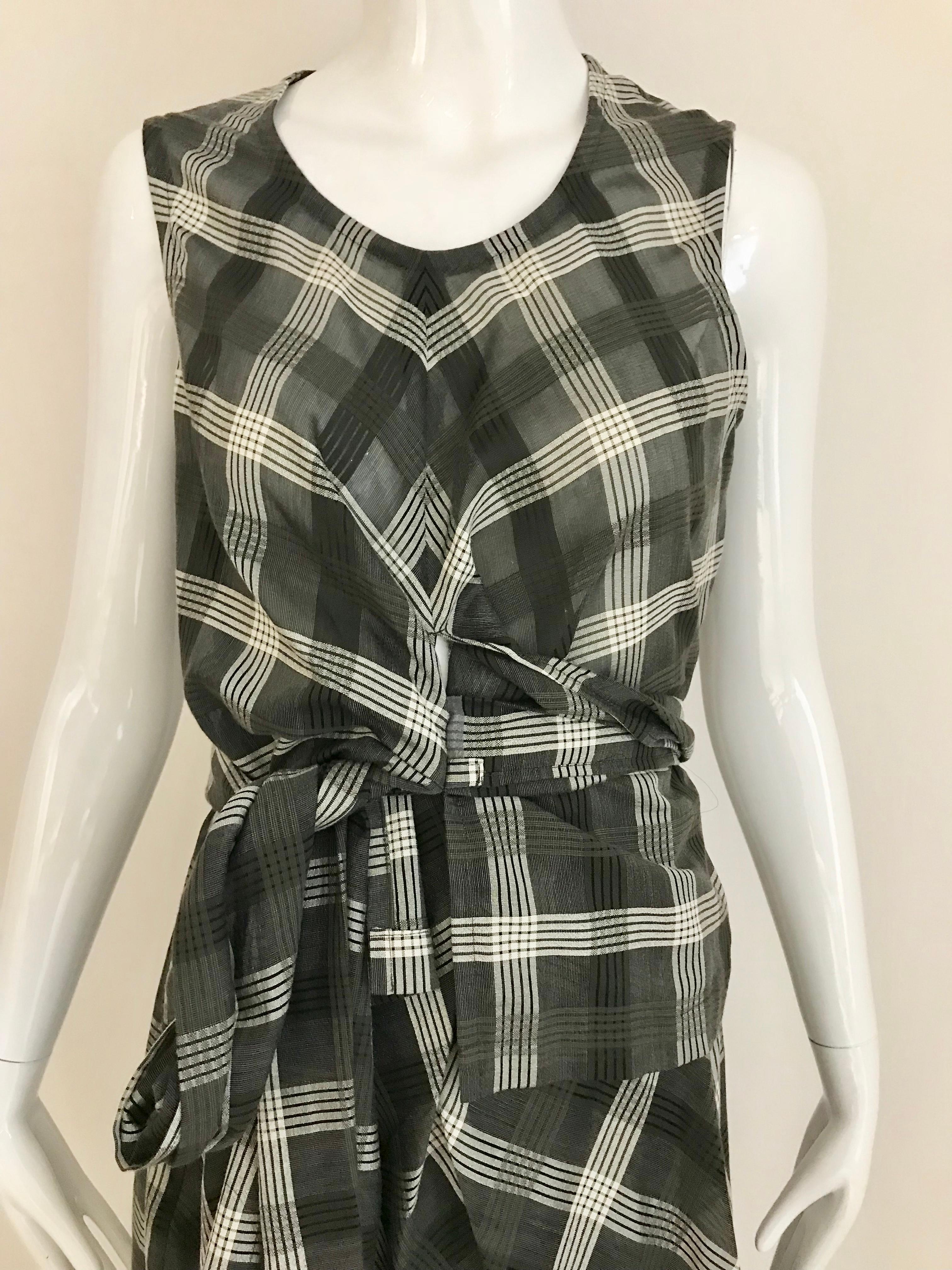 Comme des Garçons Grey and White plaid cotton dress For Sale 4