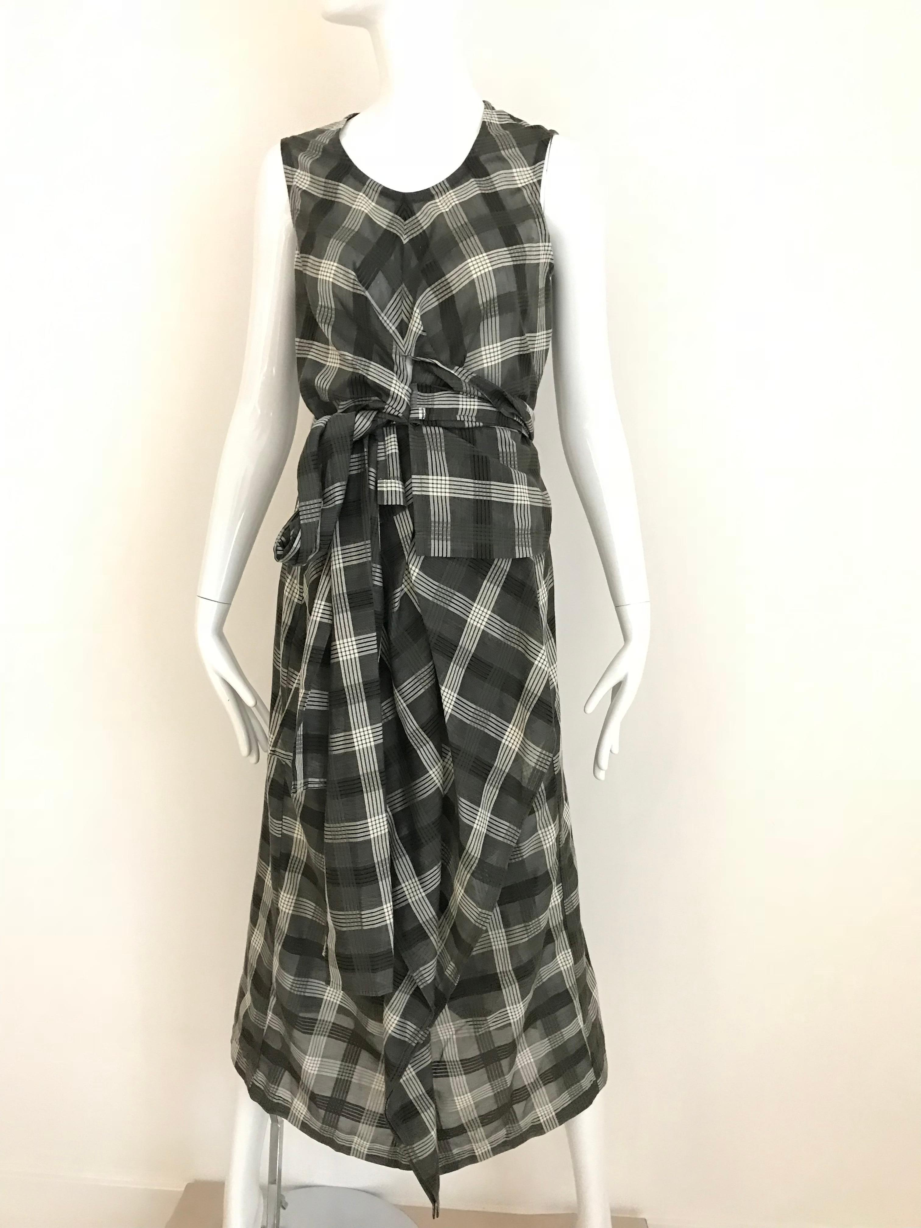 Comme des Garçons Grey and White plaid cotton dress In Excellent Condition For Sale In Beverly Hills, CA