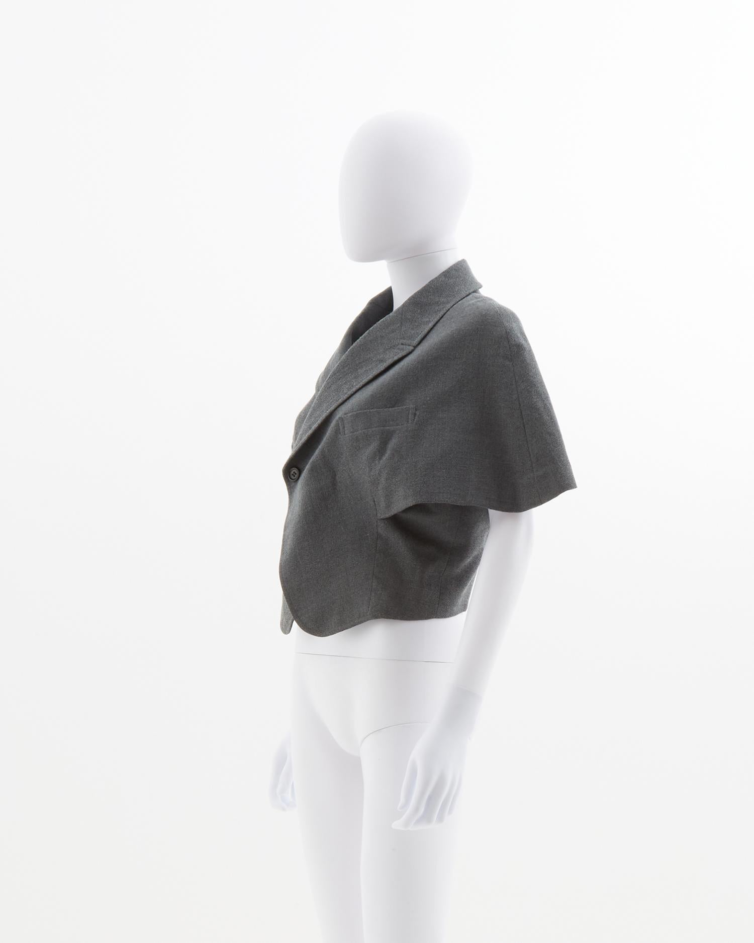 Comme des Garçons grey cropped jacket, fw 1987 In Excellent Condition For Sale In Milano, IT