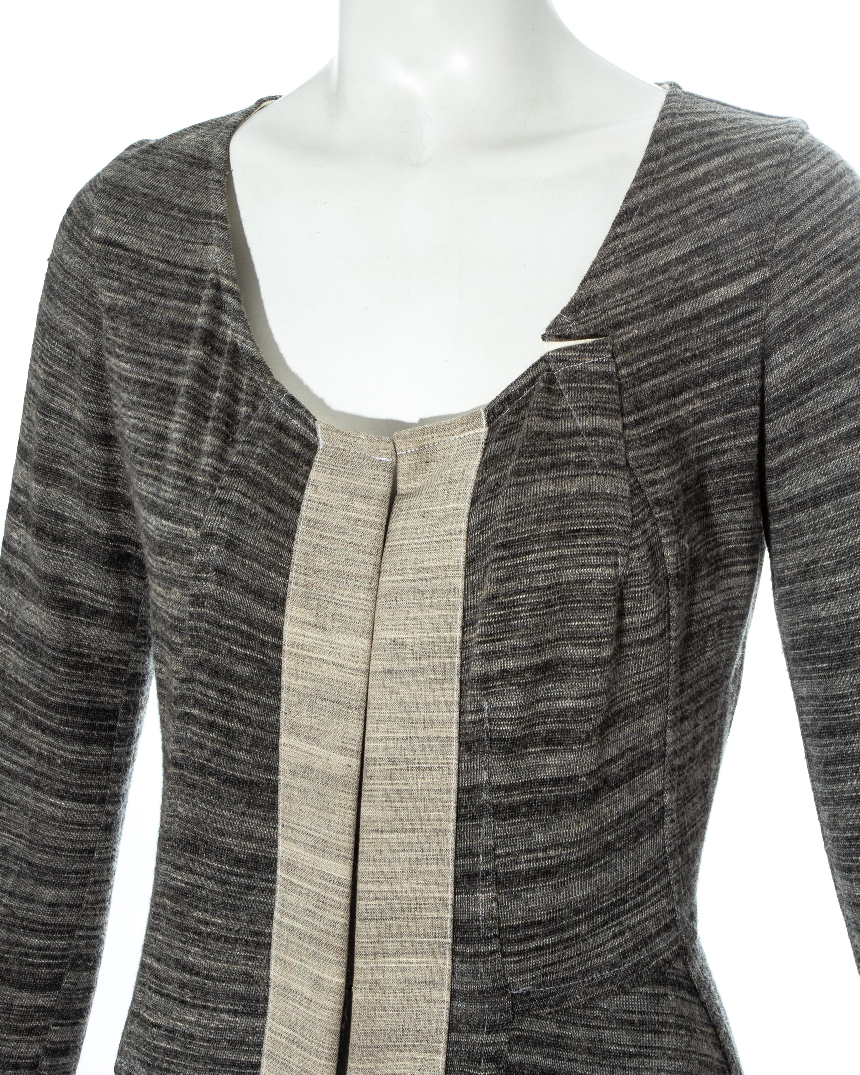 Gray Comme des Garçons grey jersey deconstructed sweater dress, fw 1998 For Sale
