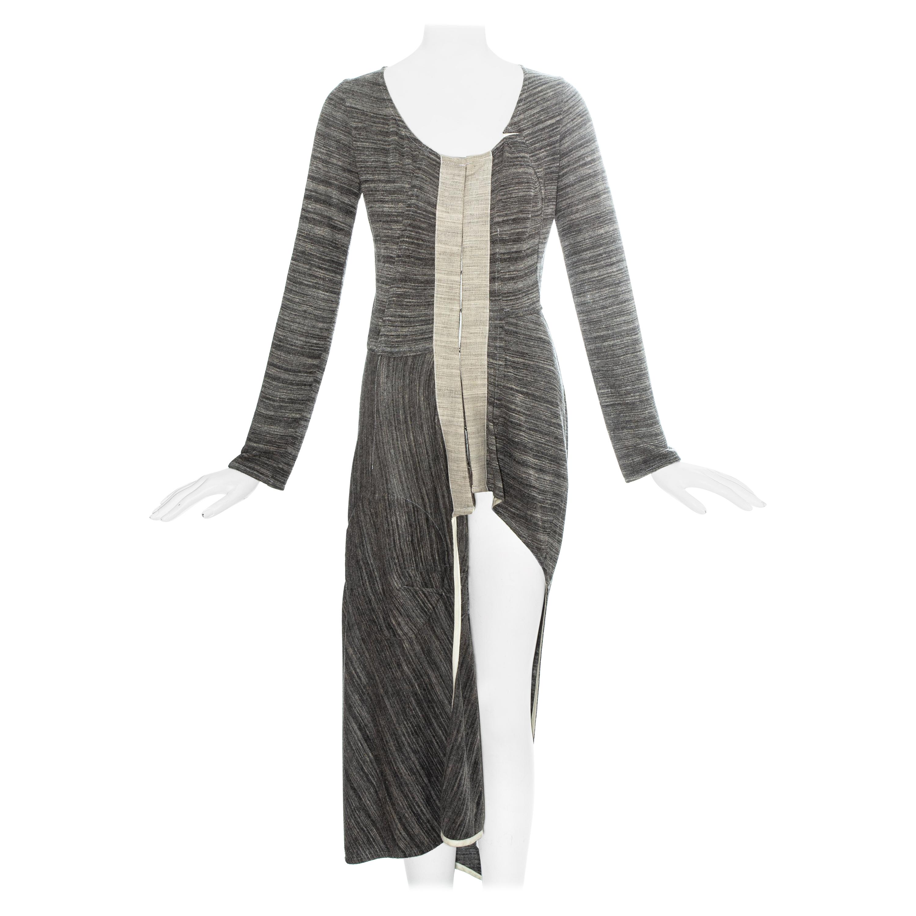 Comme des Garçons grey jersey deconstructed sweater dress, fw 1998 For Sale