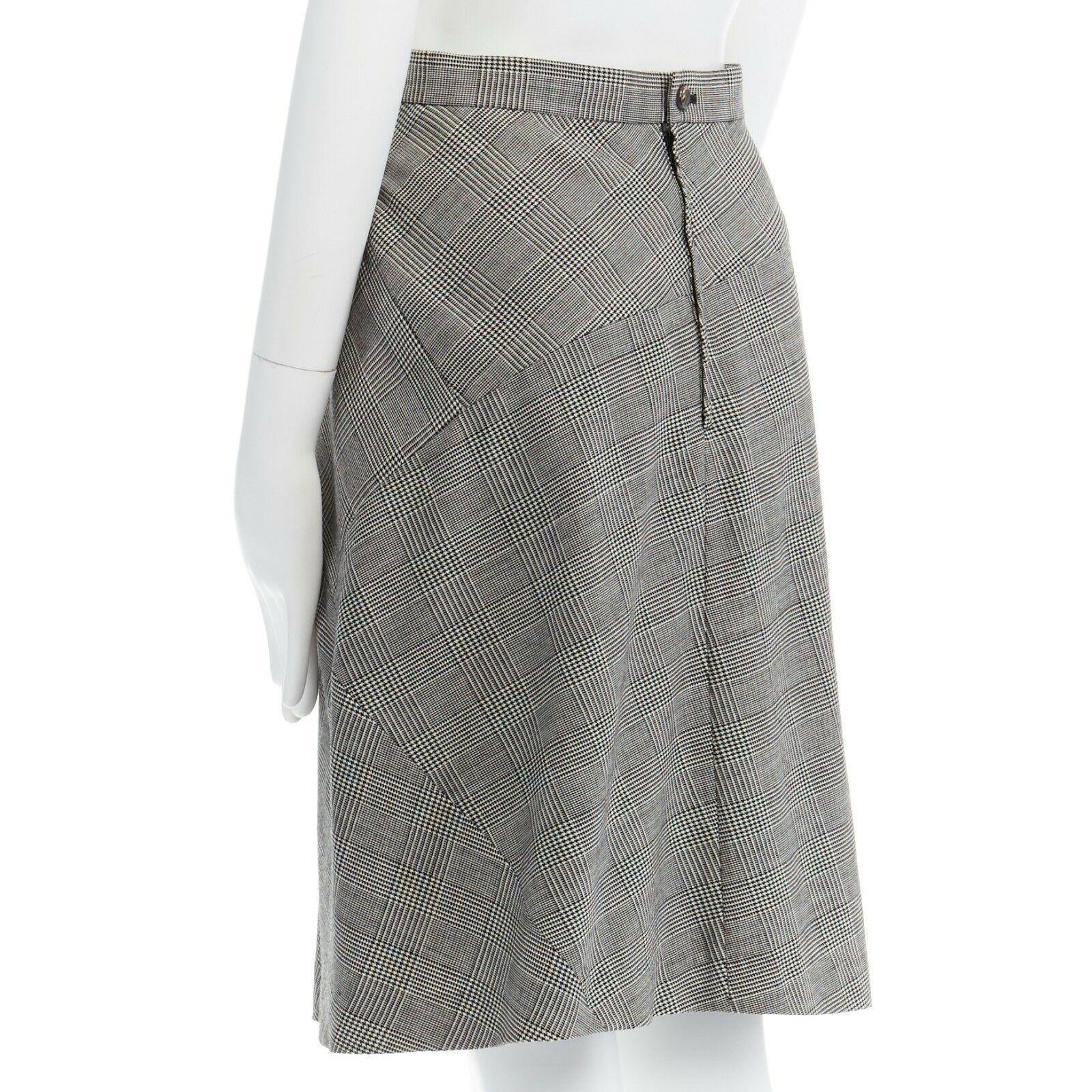 Gray COMME DES GARCONS grey Prince of Wales check curved seam A-line skirt 26