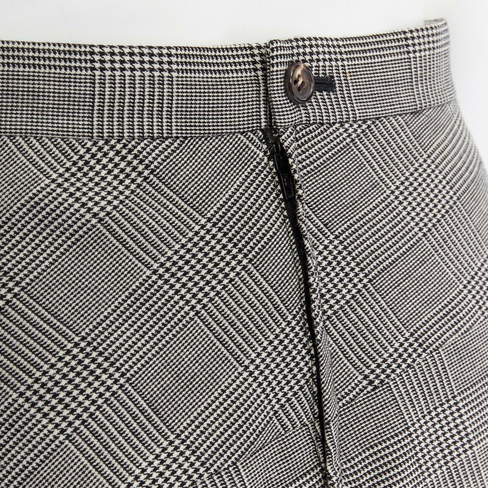COMME DES GARCONS grey Prince of Wales check curved seam A-line skirt 26