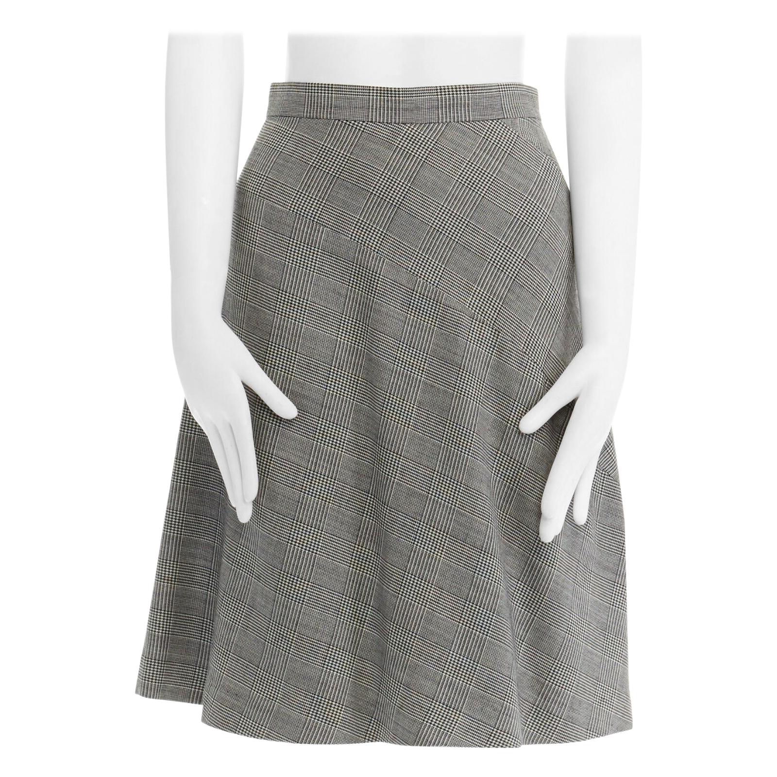 COMME DES GARCONS grey Prince of Wales check curved seam A-line skirt 26"