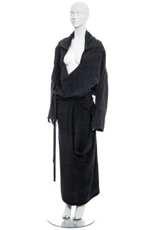 Comme des Garçons grey rayon blouse and wrap skirt set, 1984