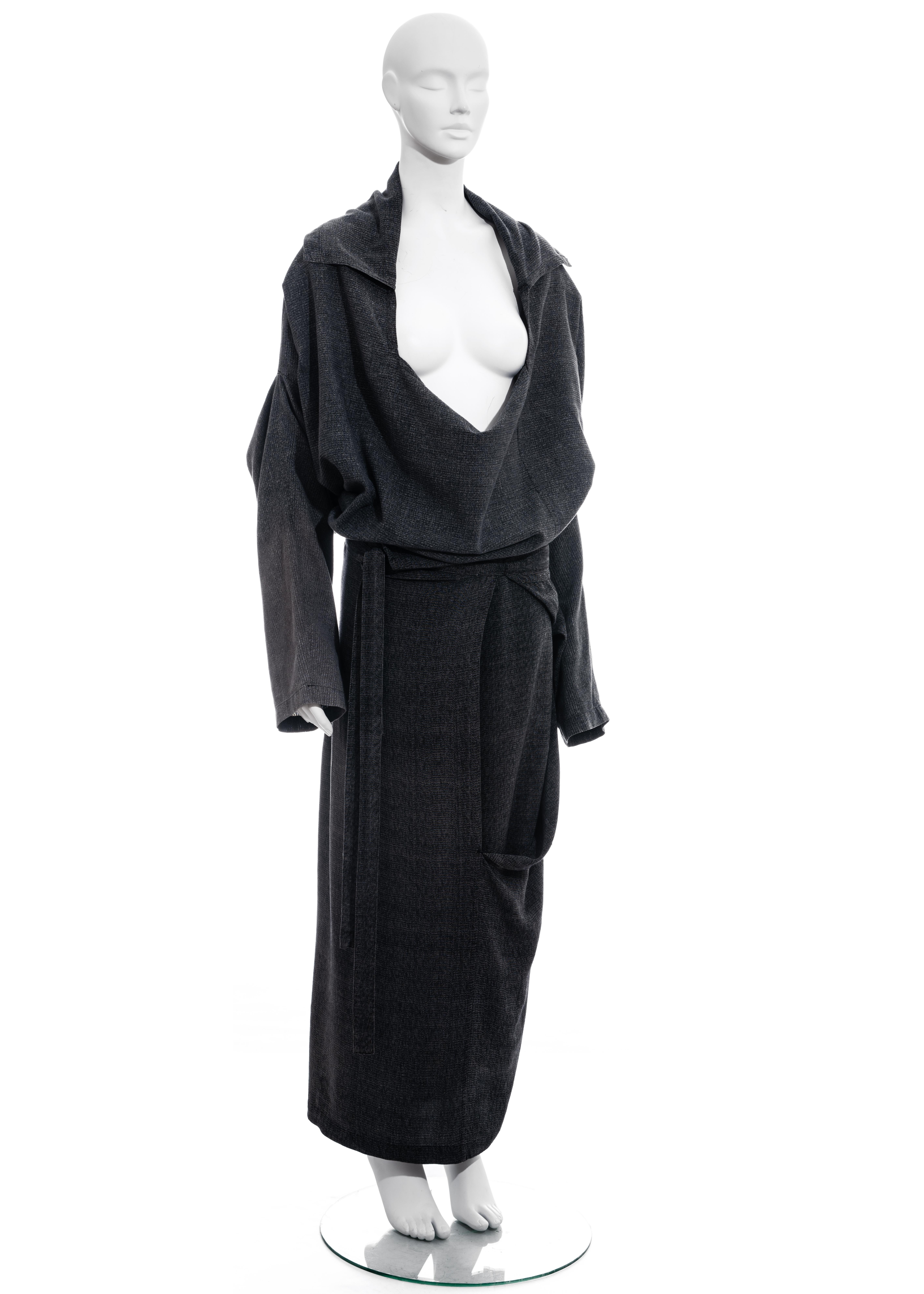 Comme des Garçons grey rayon blouse and wrap skirt set, 1984 In Good Condition In London, GB