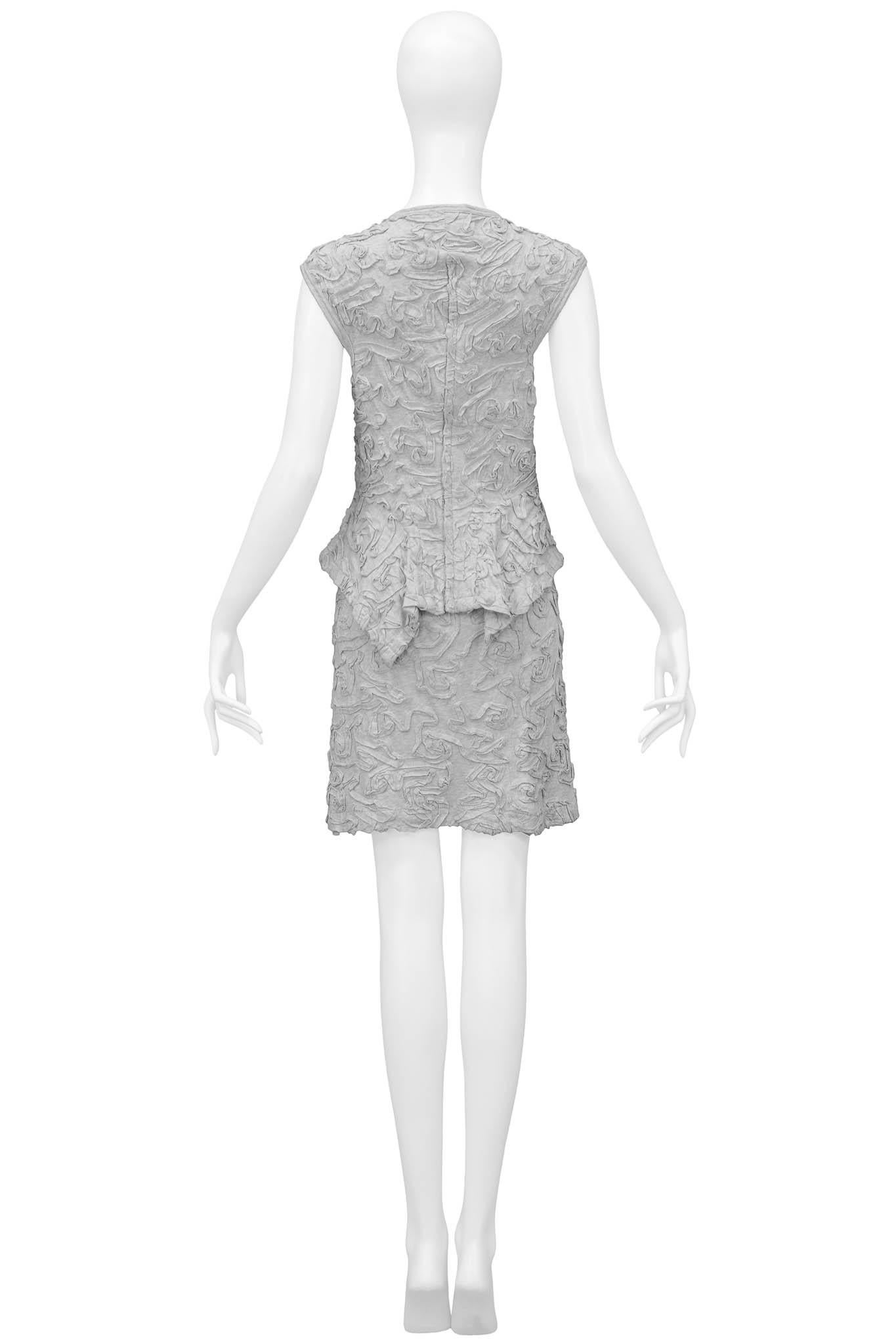 Comme Des Garcons Grey Ribbon Cotton Top & Skirt Ensemble For Sale 1