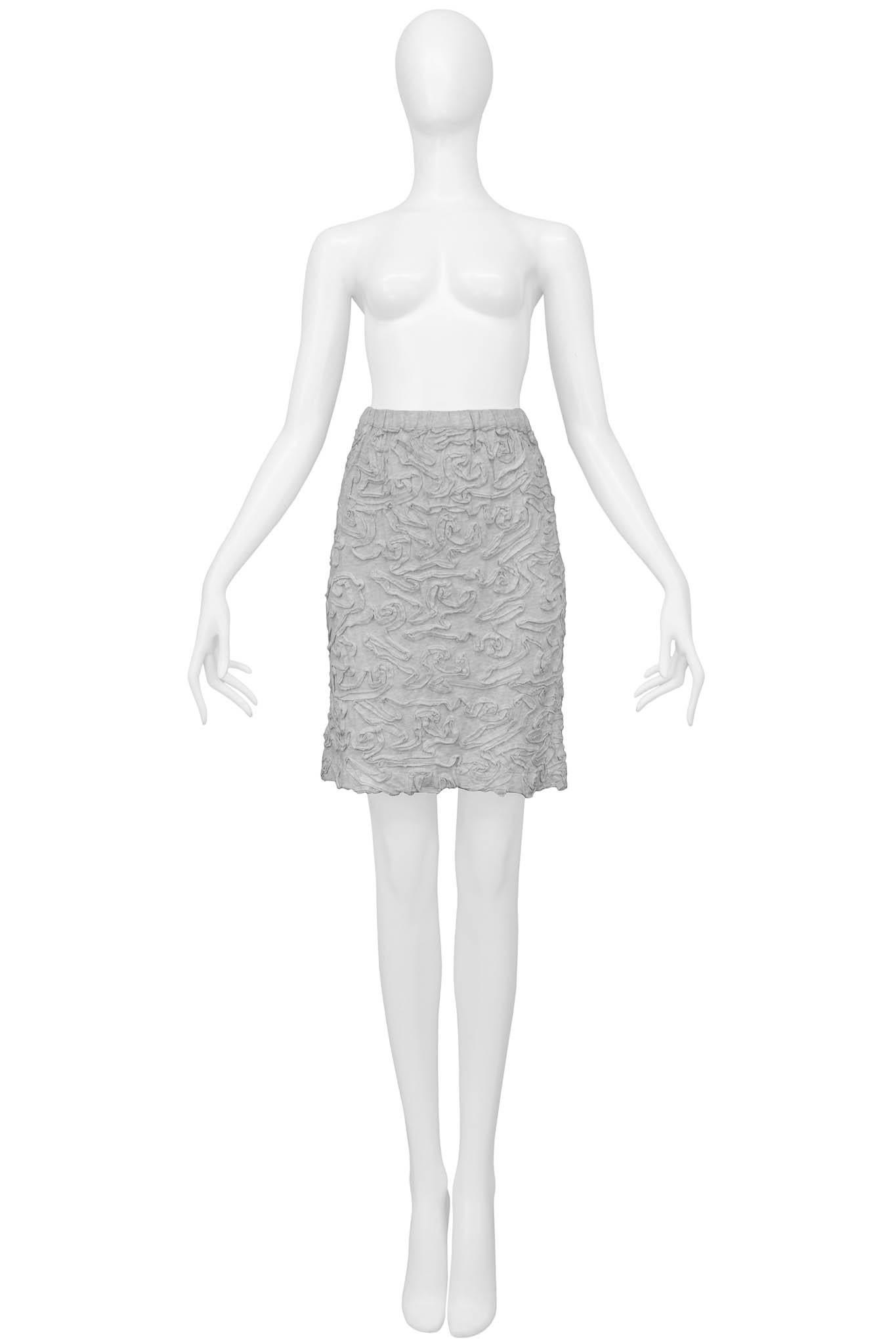 Comme Des Garcons Grey Ribbon Cotton Top & Skirt Ensemble For Sale 3