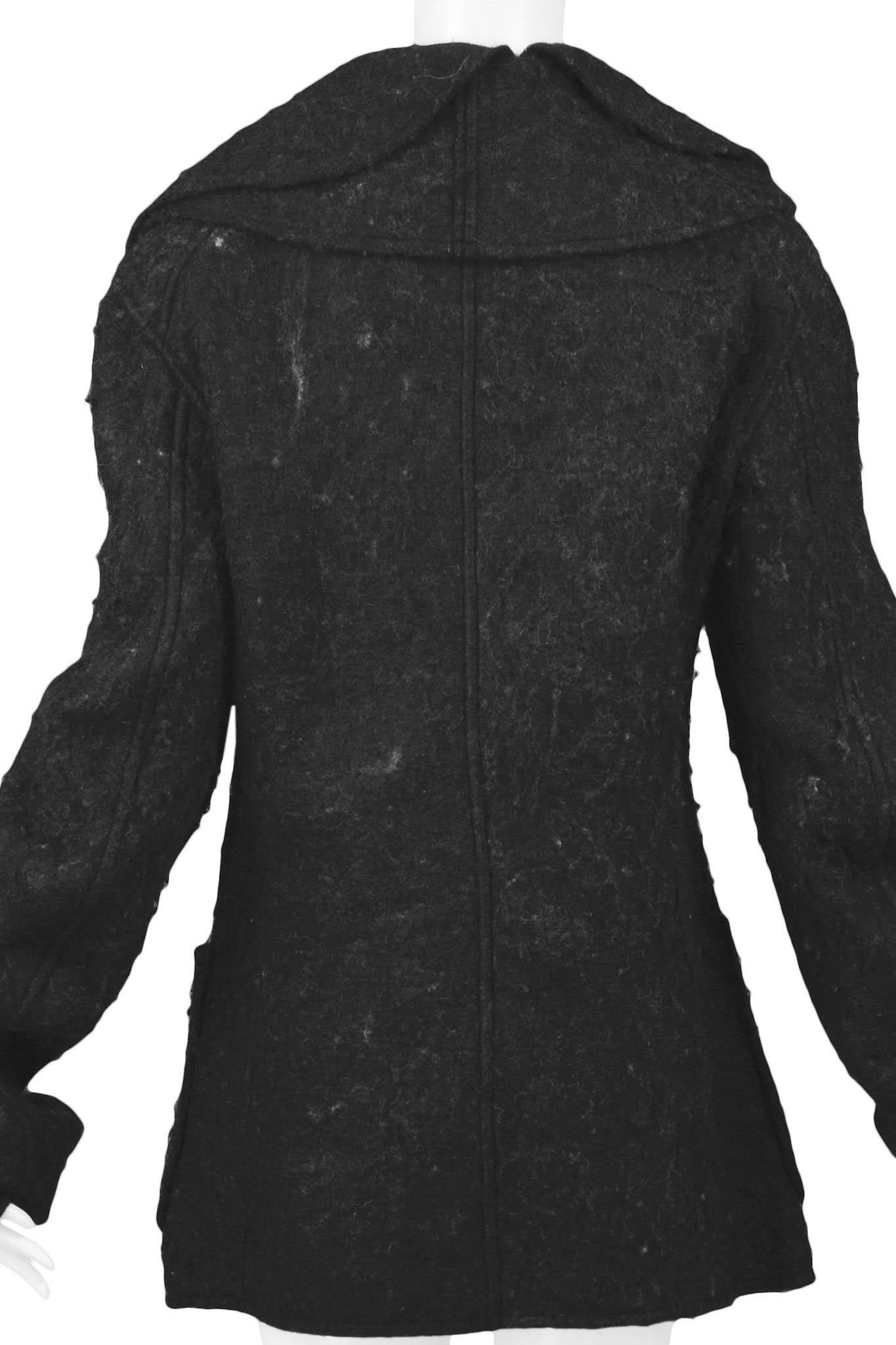 Black Comme Des Garcons Grey Wool Flannel Jacket For Sale