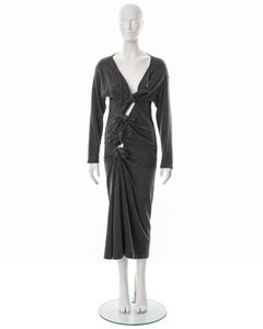 Comme des Garçons grey wool jersey knotted dress, fw 1983
