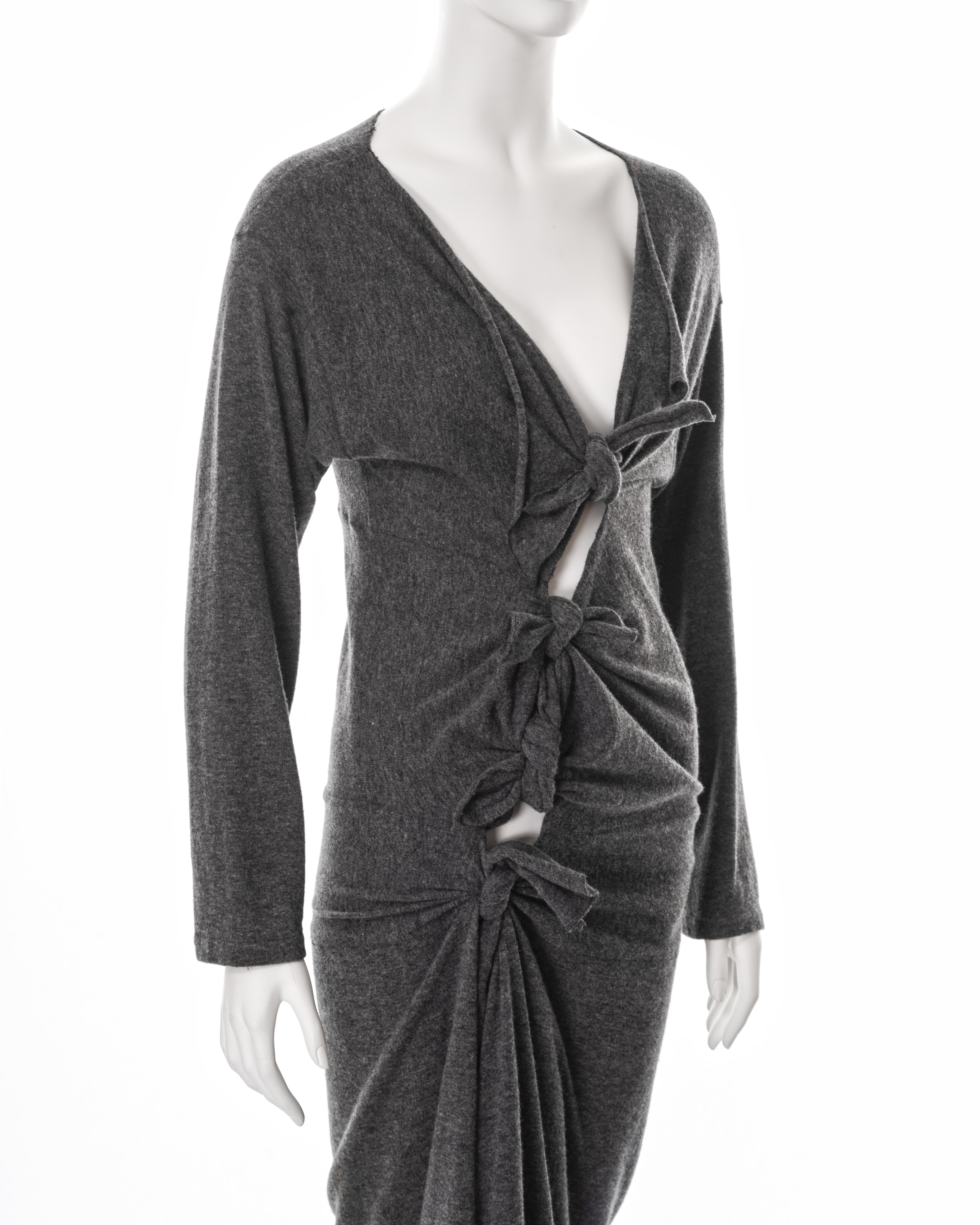 Comme des Garçons grey wool jersey knotted dress, fw 1983 4