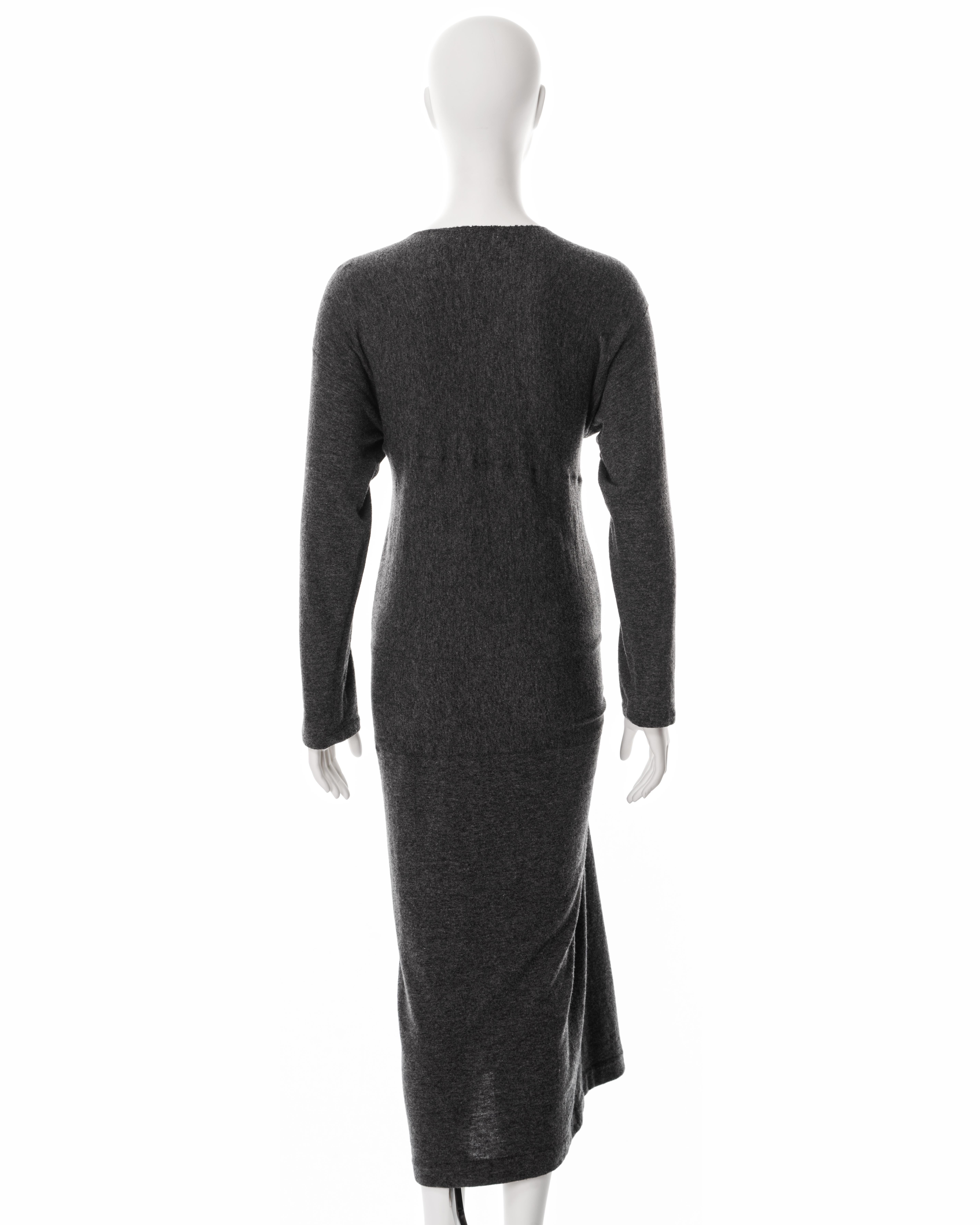 Comme des Garçons grey wool jersey knotted dress, fw 1983 5