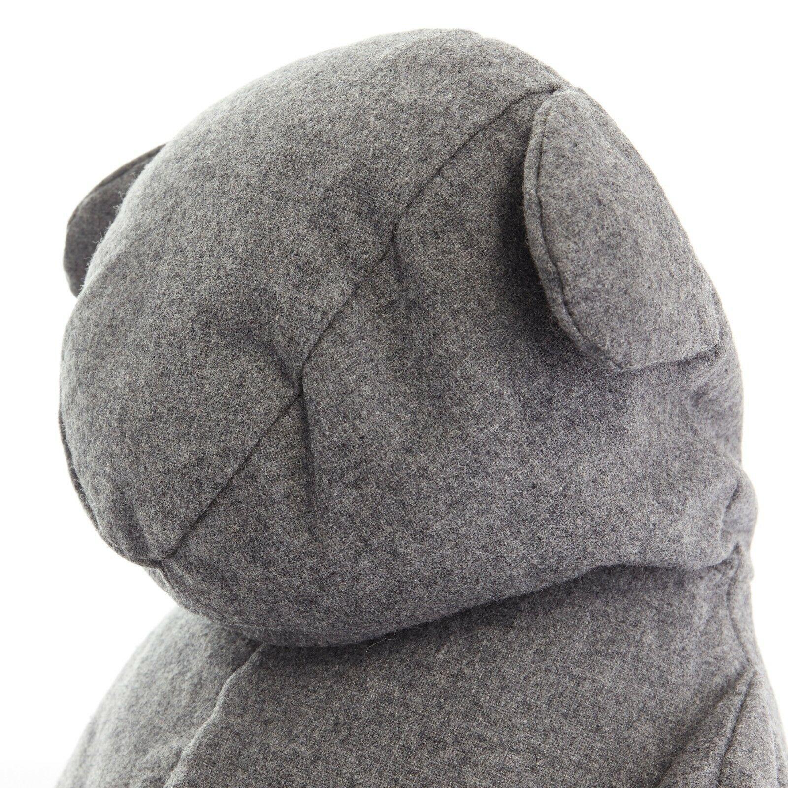 COMME DES GARCONS grey wool teddy bear single zip back top handle bag In Excellent Condition In Hong Kong, NT