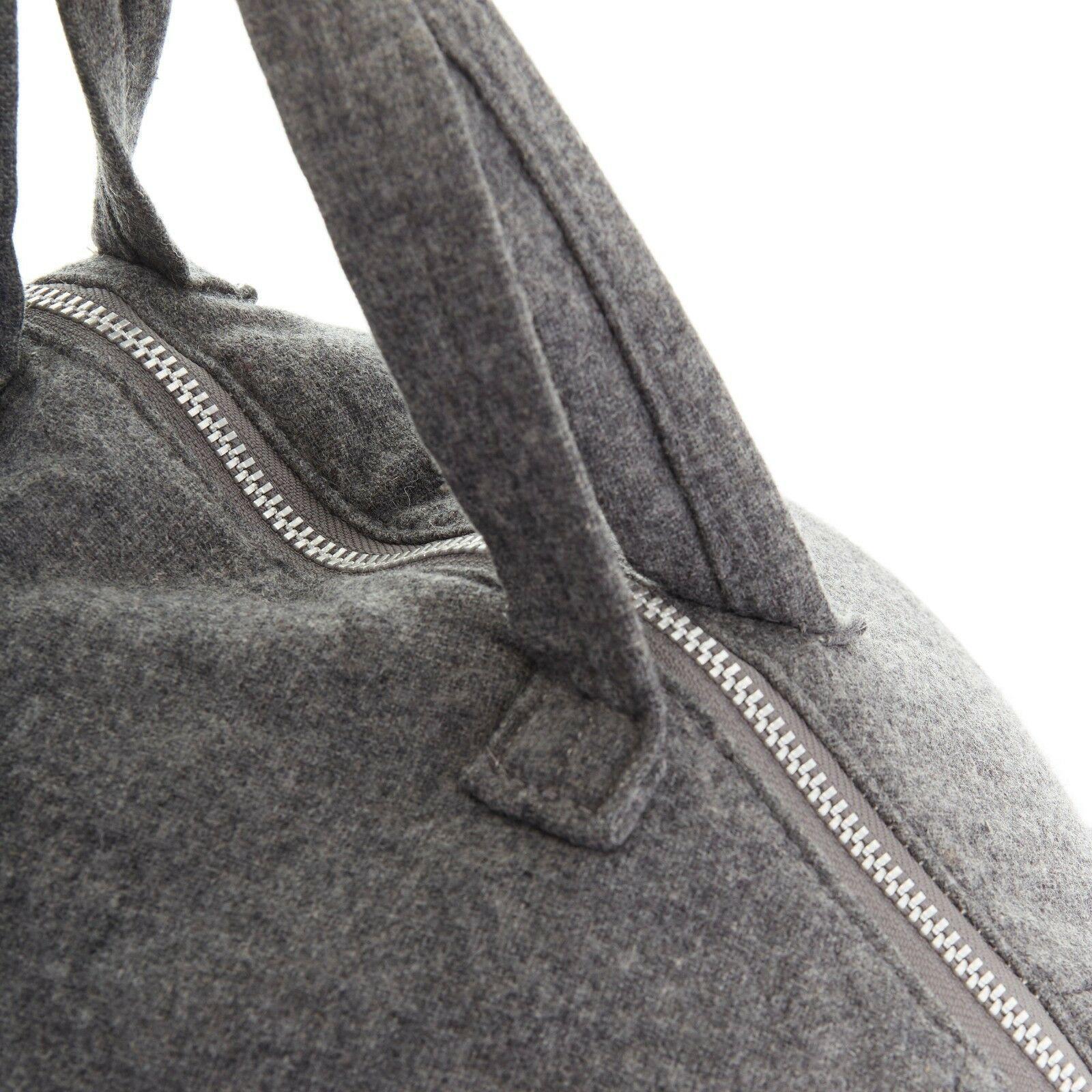 Women's COMME DES GARCONS grey wool teddy bear single zip back top handle bag