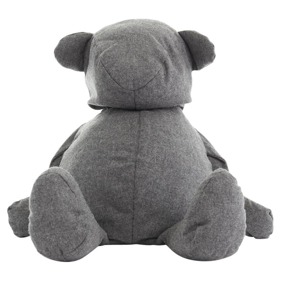 COMME DES GARCONS grey wool teddy bear single zip back top handle bag