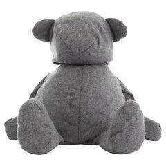 COMME DES GARCONS grey wool teddy bear single zip back top handle bag