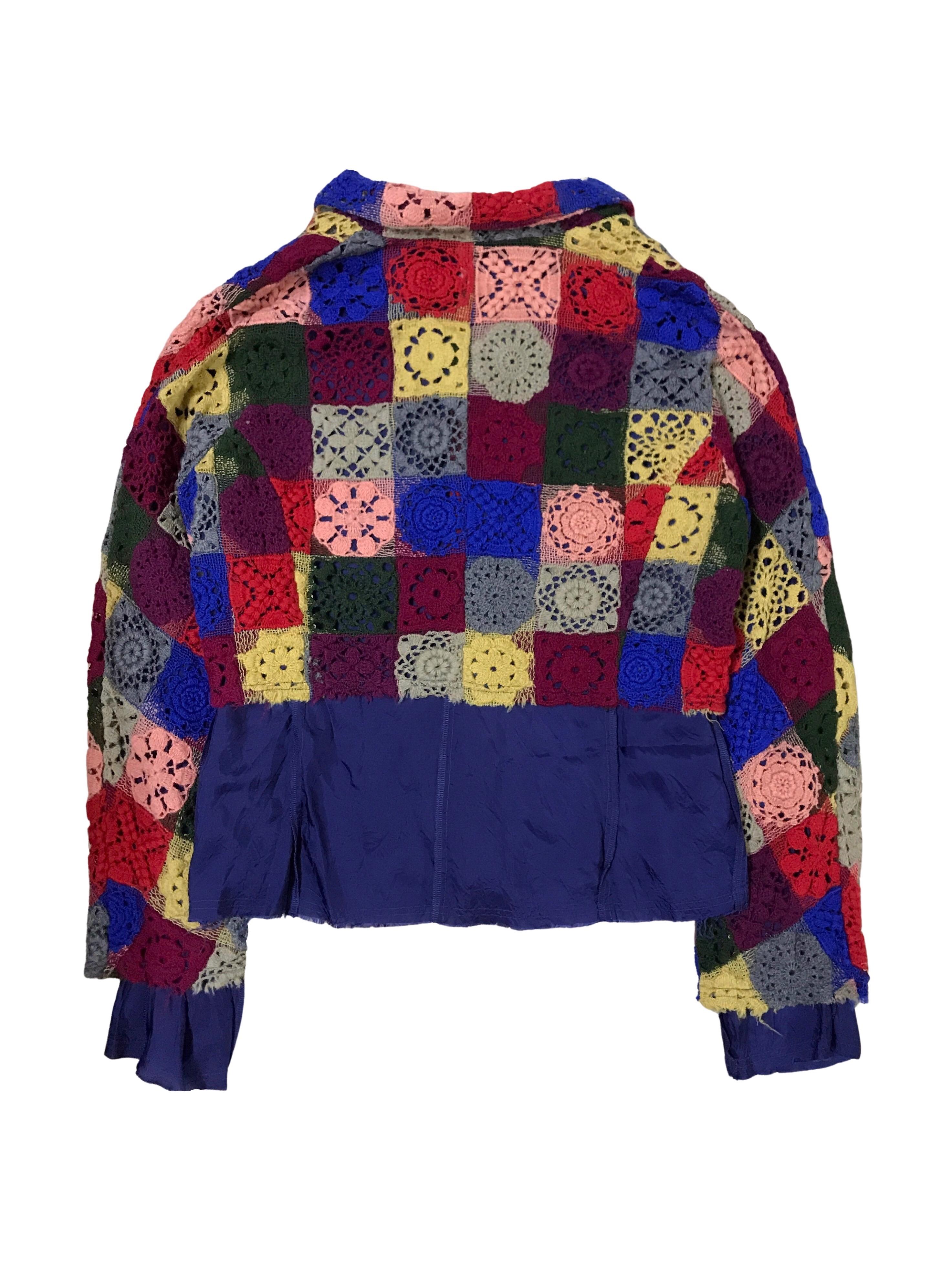 Femenino o masculino Comme Des Garcons  Chaqueta floral de ganchillo tejida a mano, otoño invierno 2005