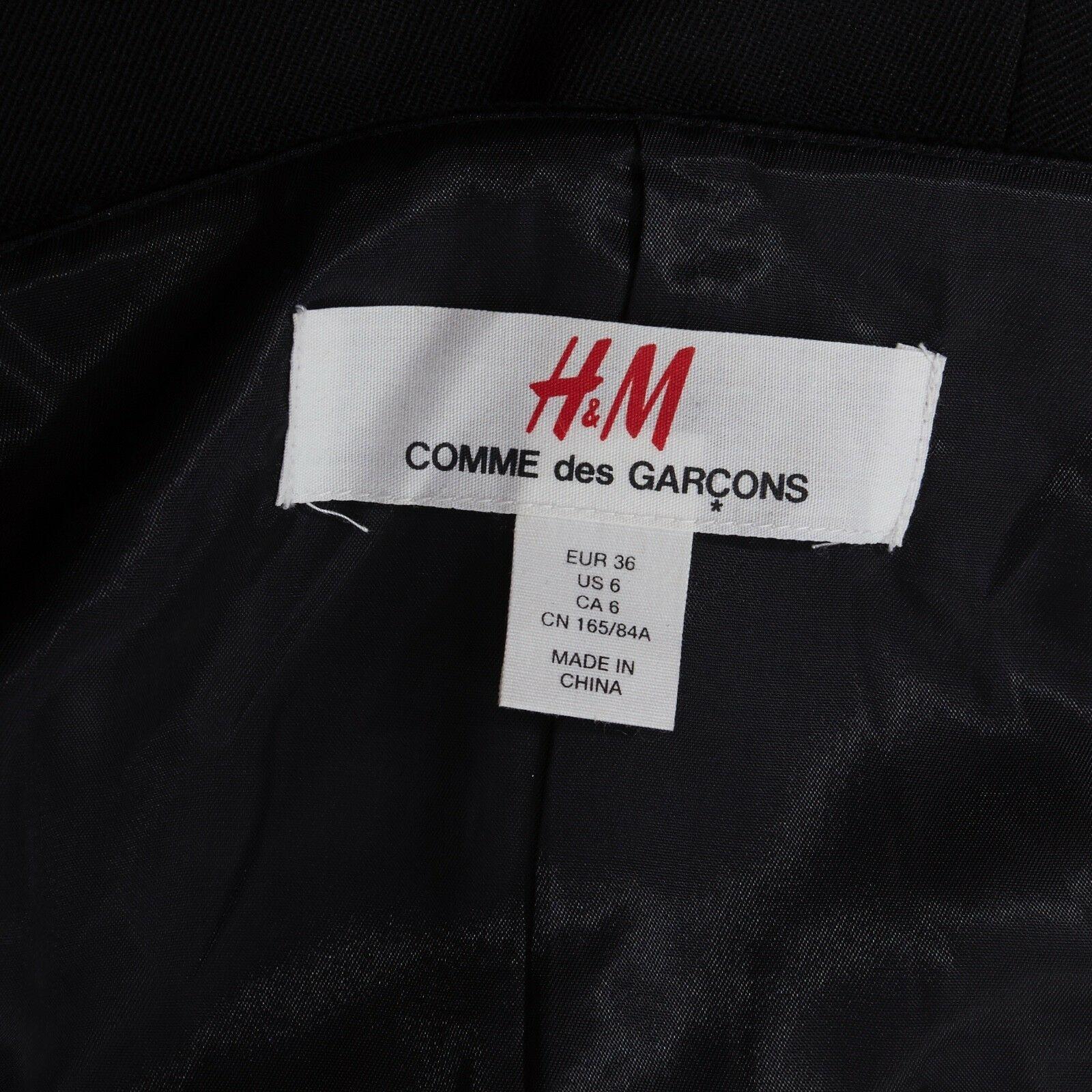 COMME DES GARCONS H&M black velvet bust cut out back flared skirt dress US6 M 3
