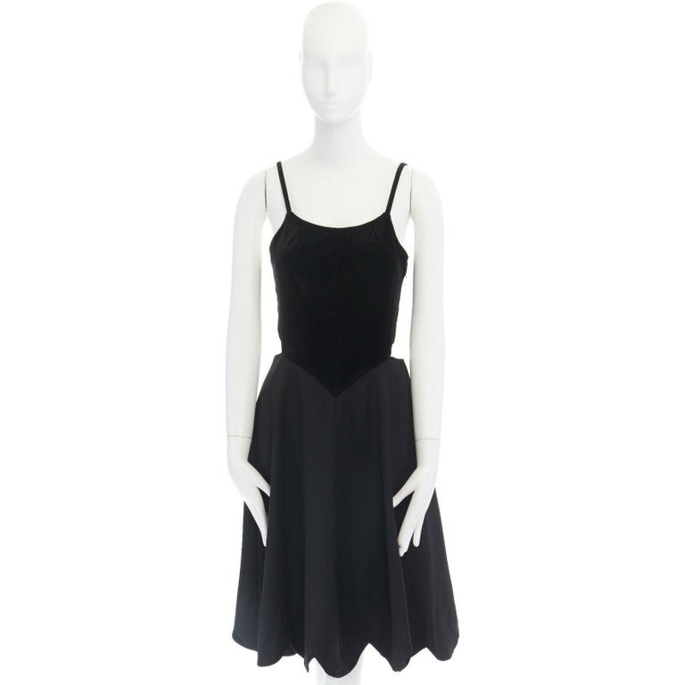 COMME DES GARCONS H&M black velvet bust cut out back flared skirt dress US6  M at 1stDibs