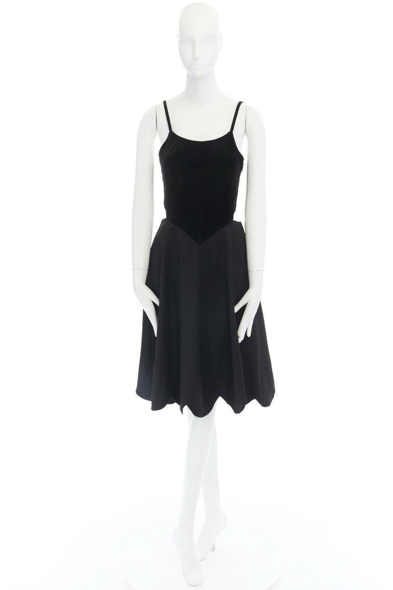 COMME DES GARCONS H&M black velvet bust cut out back flared skirt dress US6  M at 1stDibs