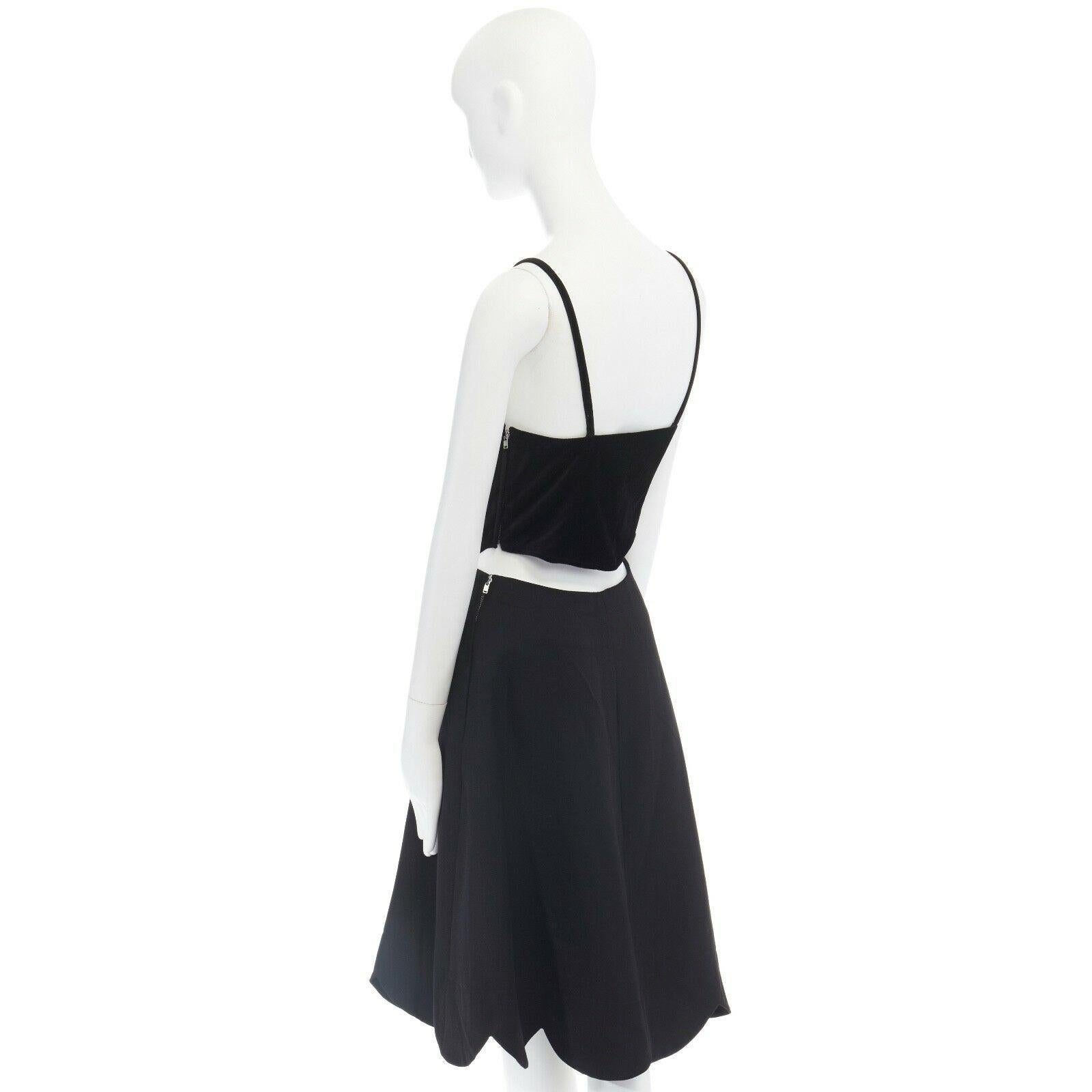 Women's COMME DES GARCONS H&M black velvet bust cut out back flared skirt dress US6 M