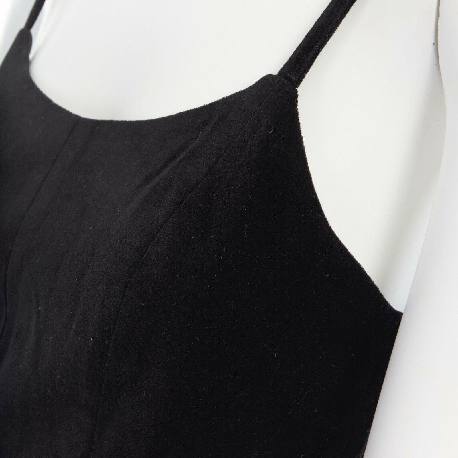 COMME DES GARCONS H&M black velvet bust cut out back flared skirt dress US6 M 1