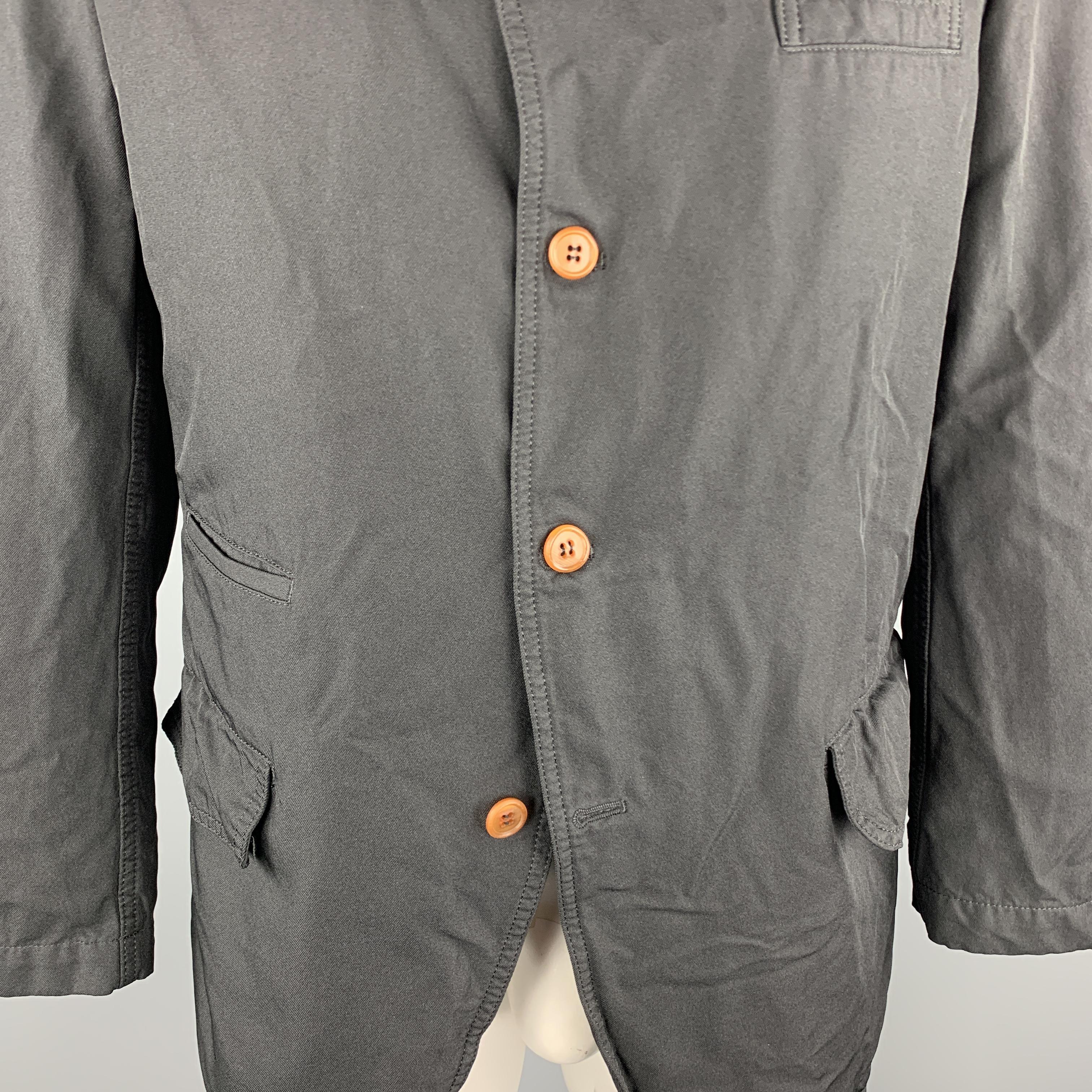 COMME des GARCONS HOMEM DEUX Size XL Black Wrinkle Textured Notch Lapel Jacket In Excellent Condition In San Francisco, CA