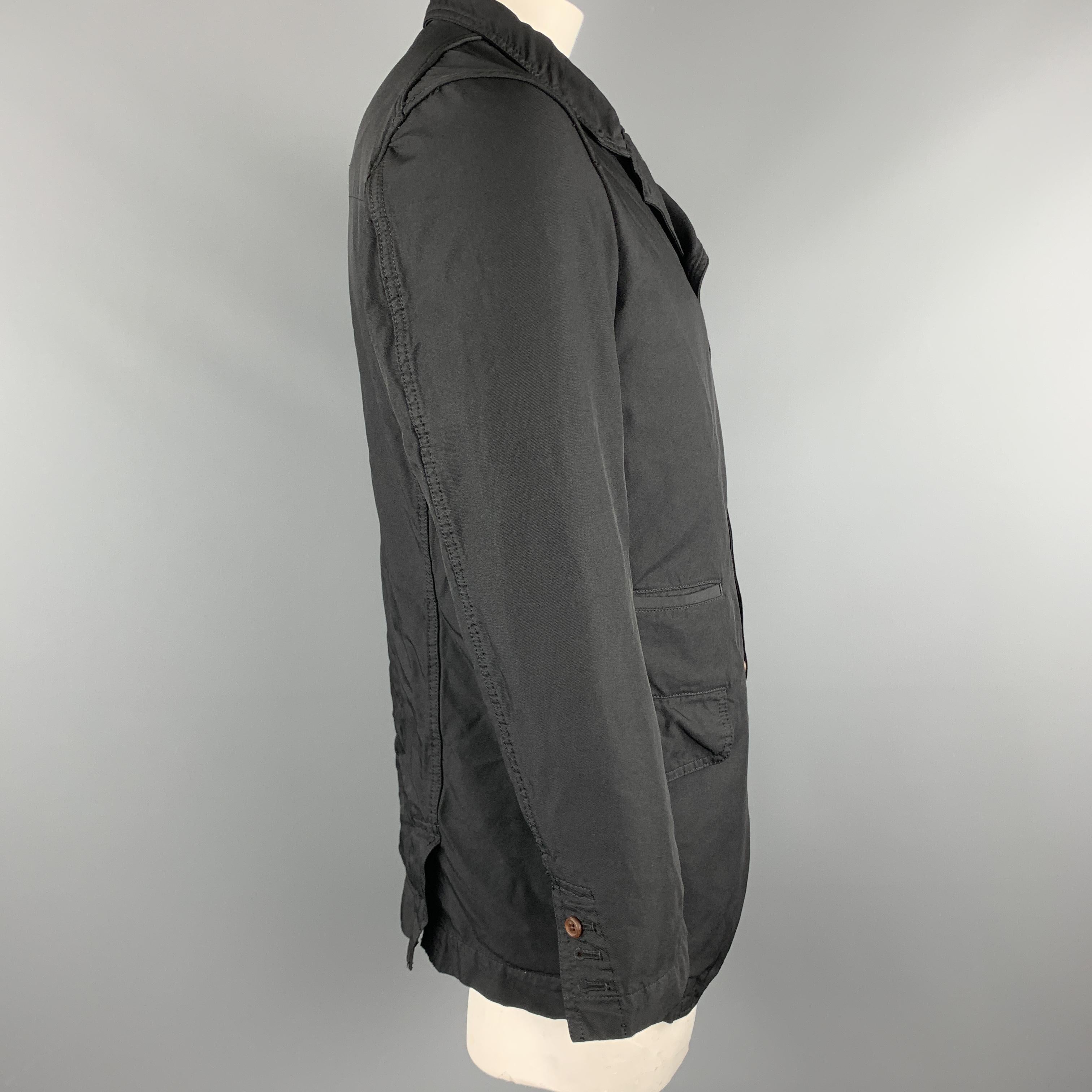Men's COMME des GARCONS HOMEM DEUX Size XL Black Wrinkle Textured Notch Lapel Jacket