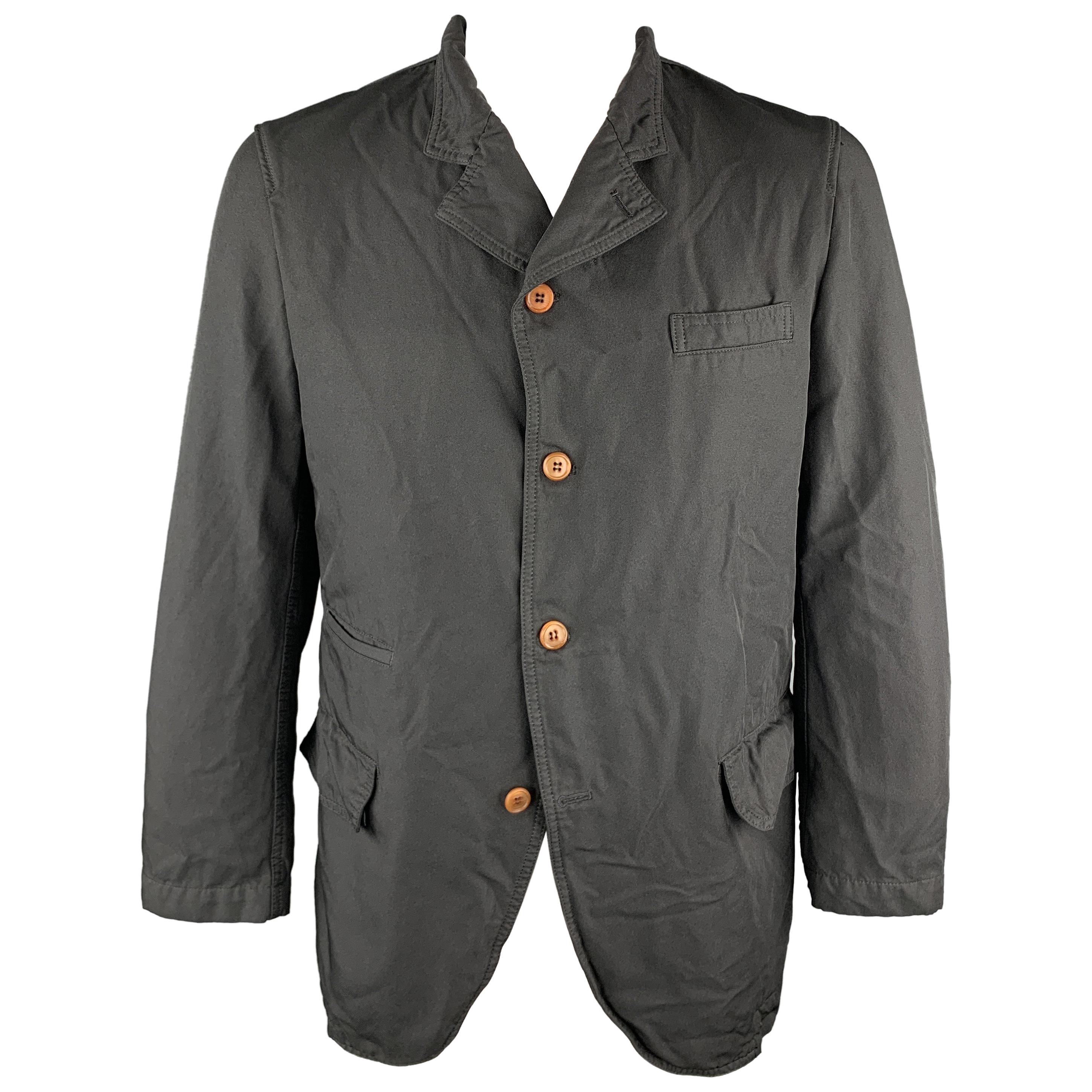 COMME des GARCONS HOMEM DEUX Size XL Black Wrinkle Textured Notch Lapel Jacket