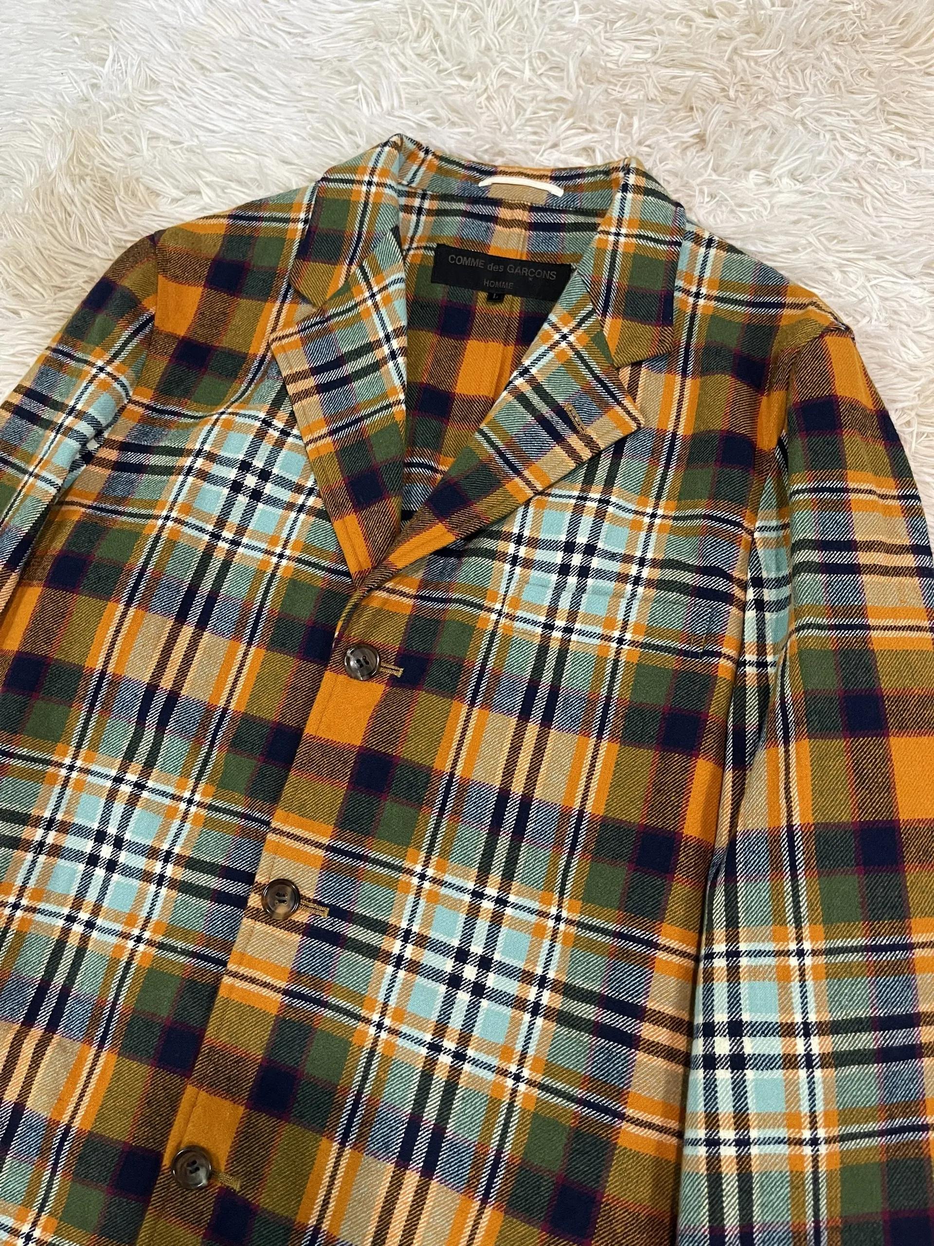 Comme Des Garçons Pre-Owned plaid two-piece distressed suit - Yellow