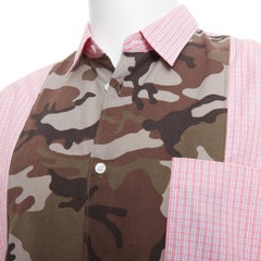 COMME DES GARCONS HOMME 2011 pink check camo print collage shirt L