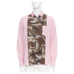 COMME DES GARCONS HOMME 2011 pink check camo print collage shirt L