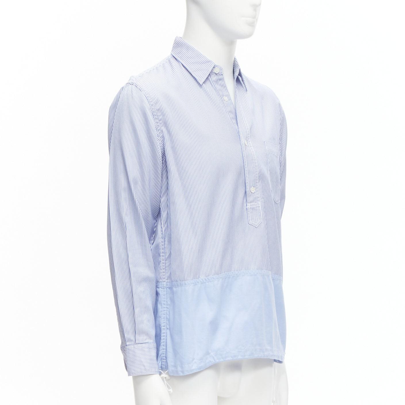 COMME DES GARCONS Homme 2018 blue contrast hem cotton blue pop over shirt S In Excellent Condition For Sale In Hong Kong, NT