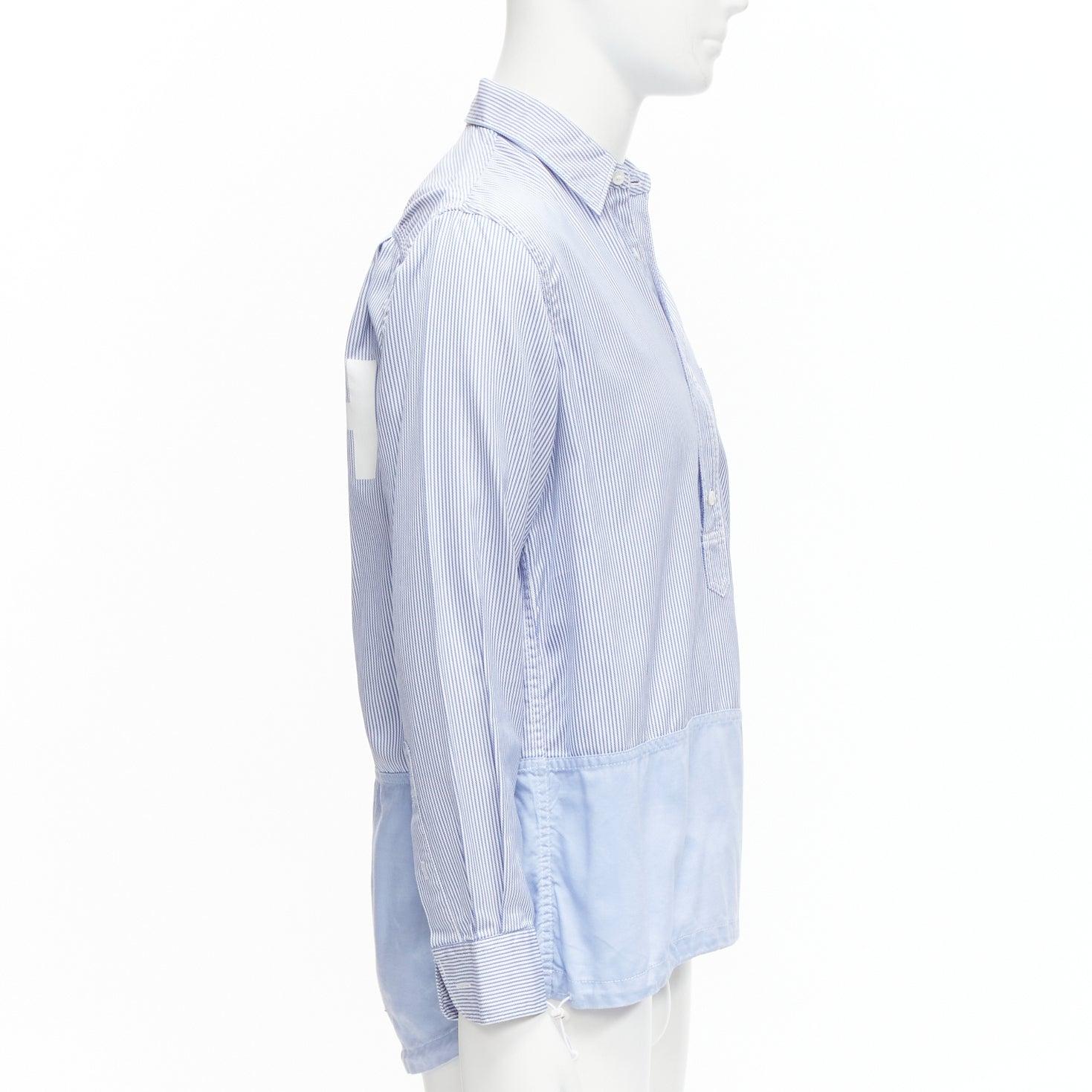 Men's COMME DES GARCONS Homme 2018 blue contrast hem cotton blue pop over shirt S For Sale