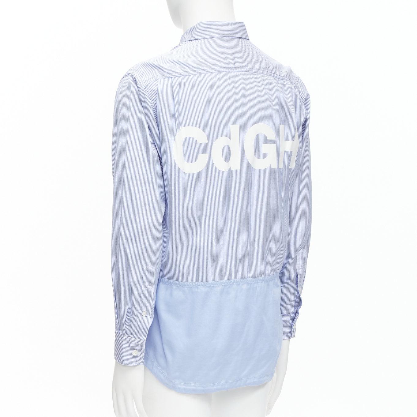 COMME DES GARCONS Homme 2018 blue contrast hem cotton blue pop over shirt S For Sale 1