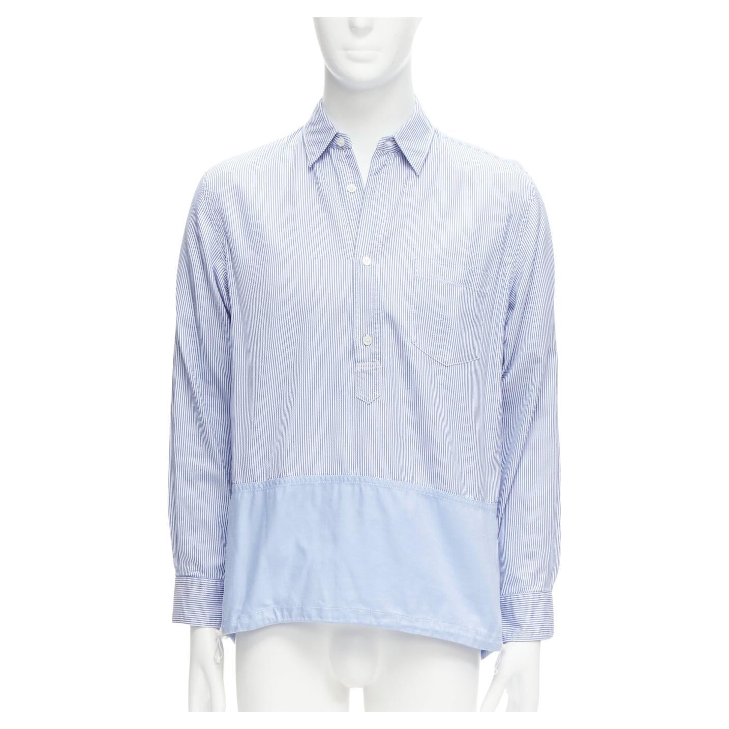 COMME DES GARCONS Homme 2018 blue contrast hem cotton blue pop over shirt S For Sale
