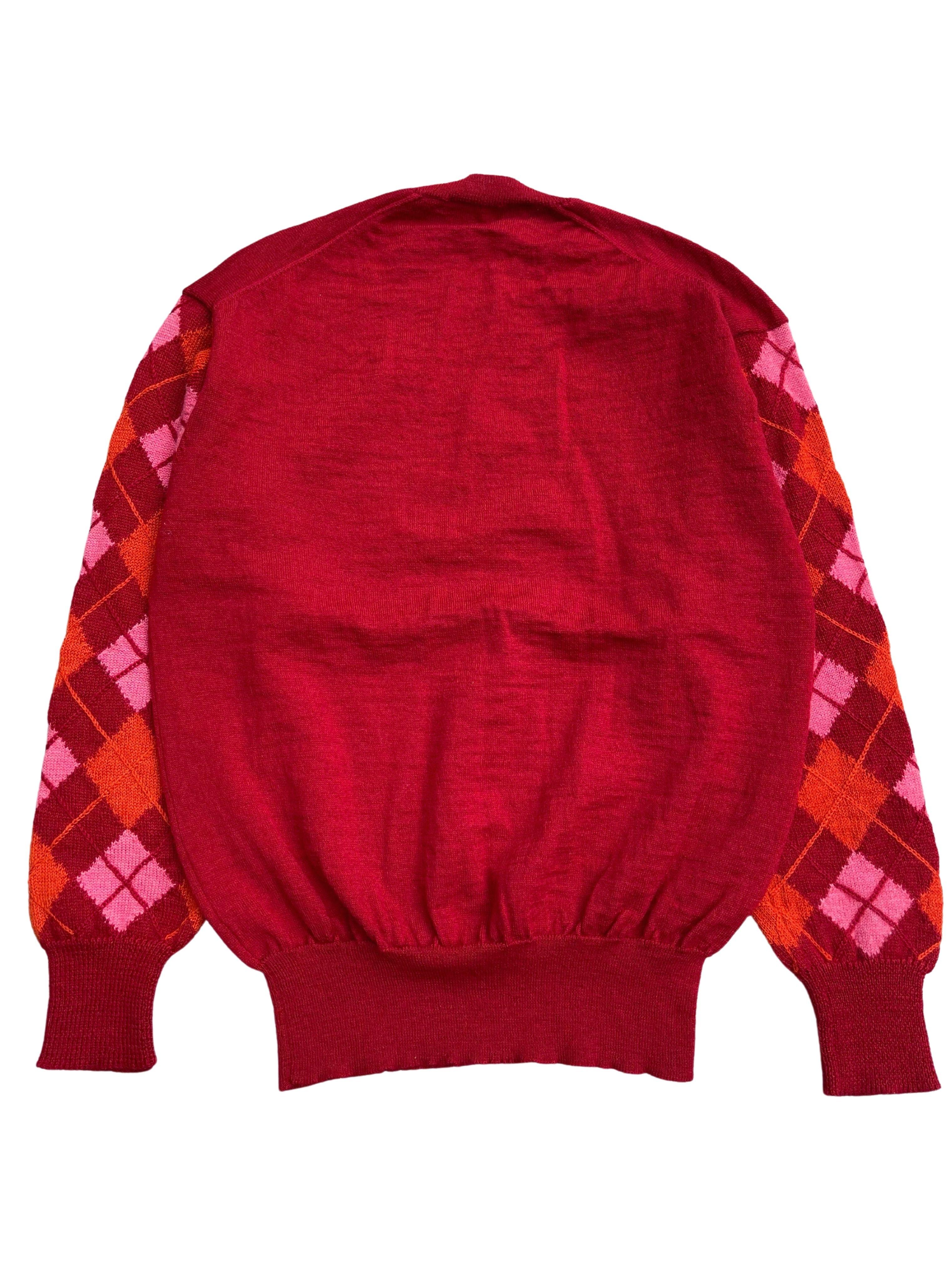 Red Comme des Garcons Homme Argyle Sleeve Sweater, Autumn Winter 2000 For Sale