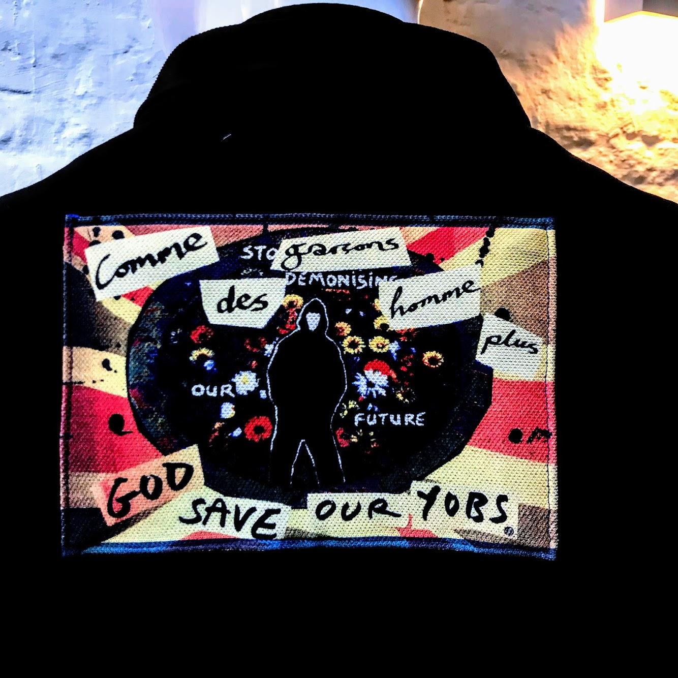 Black COMME des GARÇONS Homme AW 08 'God Save Our Yobs' Zip jacket For Sale
