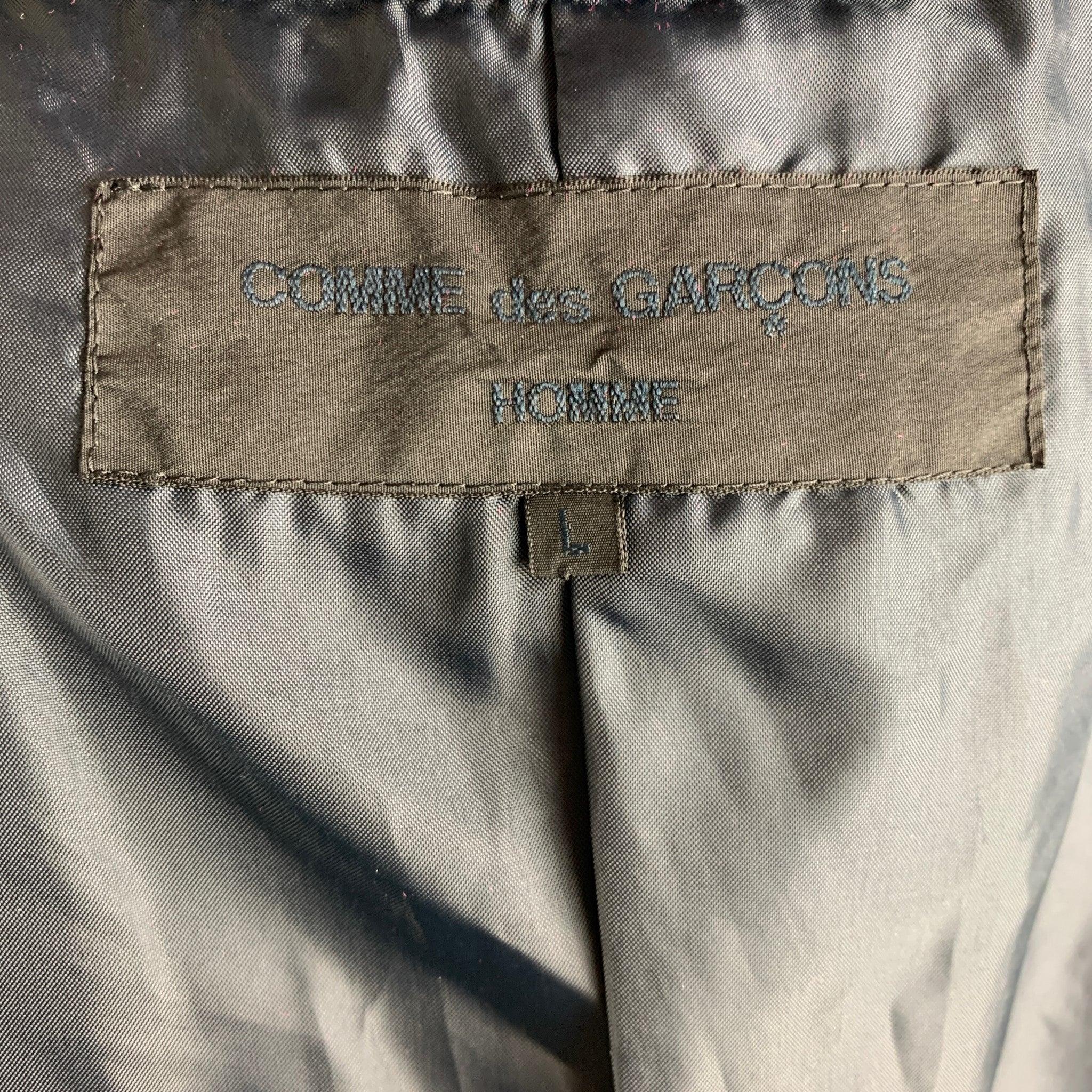 COMME des GARCONS HOMME Chest Size L Size L Navy Grey Mixed Fabrics Jacket For Sale 2