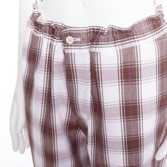 COMME DES GARCONS Homme Deux 2016 brown white checkered tapered pants S