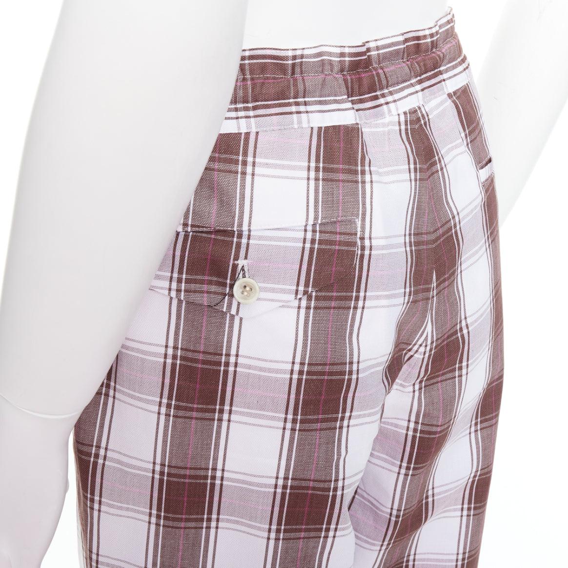 COMME DES GARCONS Homme Deux 2016 braun weiß kariert spitz zulaufende Hose S im Angebot 2