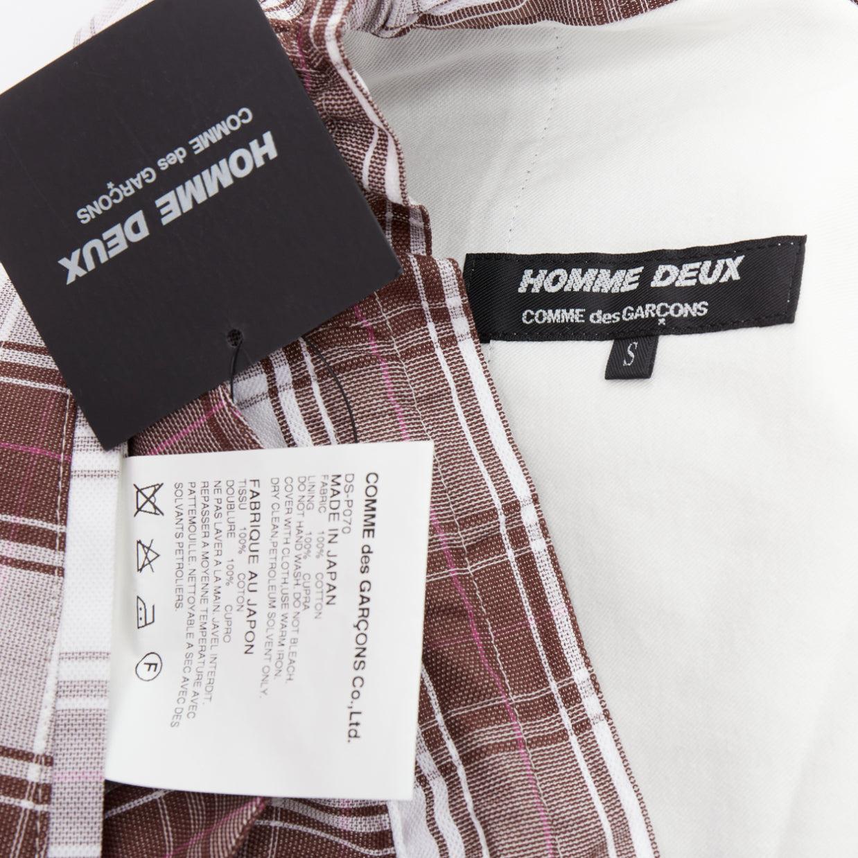 COMME DES GARCONS Homme Deux 2016 braun weiß kariert spitz zulaufende Hose S im Angebot 3
