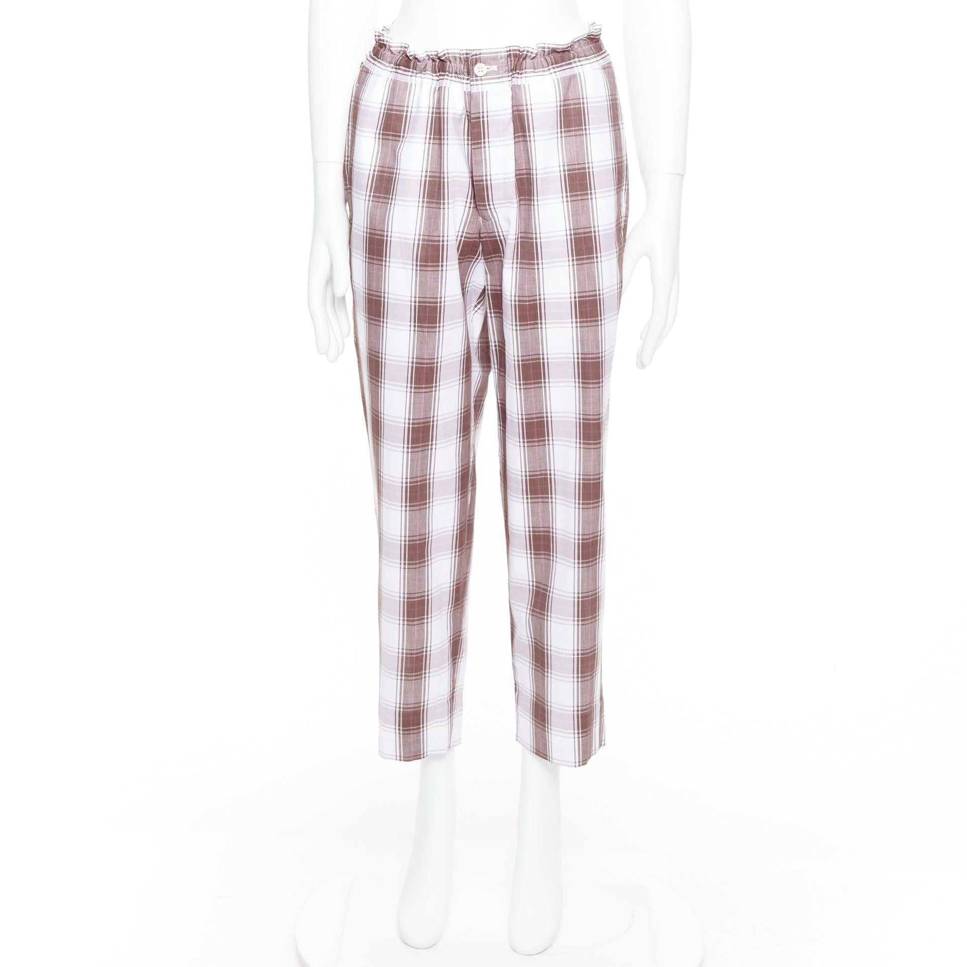 COMME DES GARCONS Homme Deux 2016 braun weiß kariert spitz zulaufende Hose S im Angebot 4