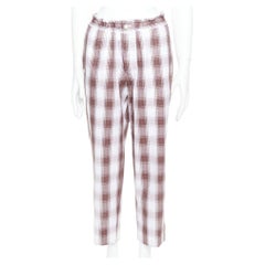 COMME DES GARCONS Homme Deux 2016 brown white checkered tapered pants S