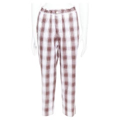 COMME DES GARCONS Homme Deux 2016 brown white checkered tapered pants S