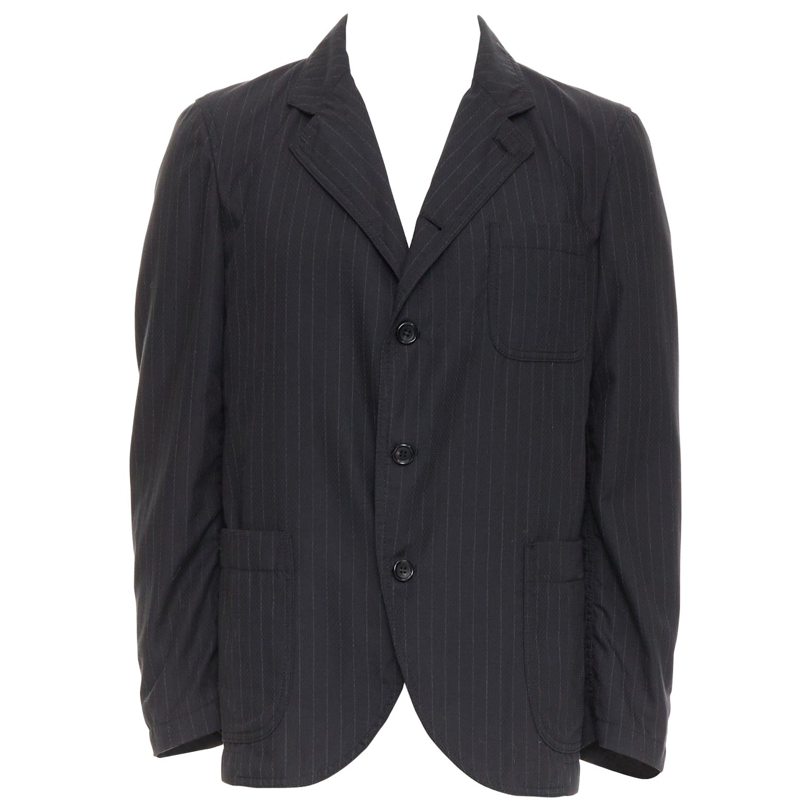 COMME DES GARCONS Homme Deux 2018 blazer grigio gessato con tasche S in vendita