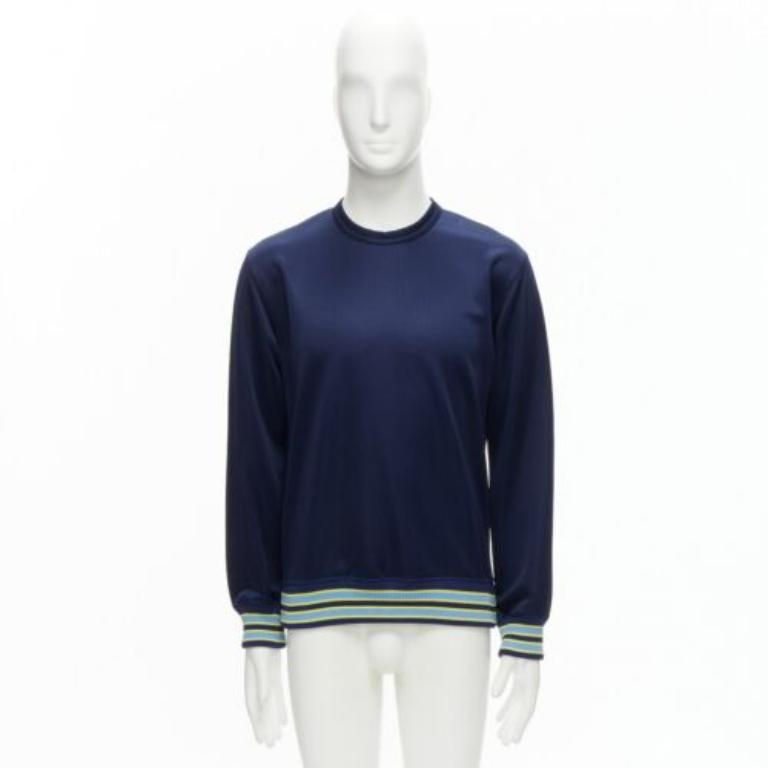 COMME DES GARCONS Homme Deux 2018 - Pull en jersey de football jaune côte bleu marine M en vente 3