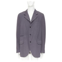 COMME DES GARCONS HOMME DEUX 2024 grey wool flap pockets long-line blazer XL