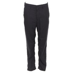 COMME DES GARCONS Homme Deux black wooly pinstripe cropped pants S