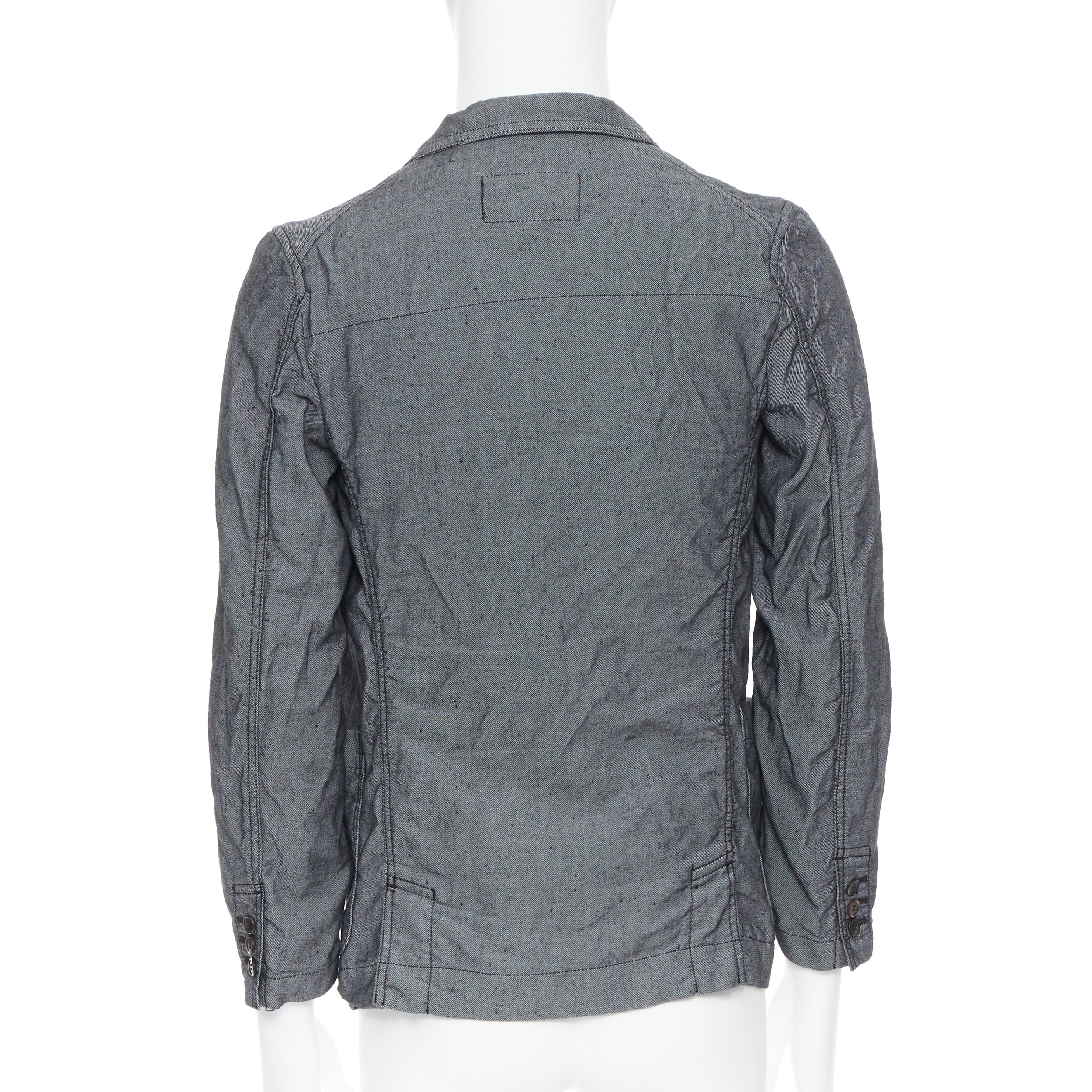 Gray COMME DES GARCONS HOMME DEUX grey linen blend patch pocket casual blazer XS